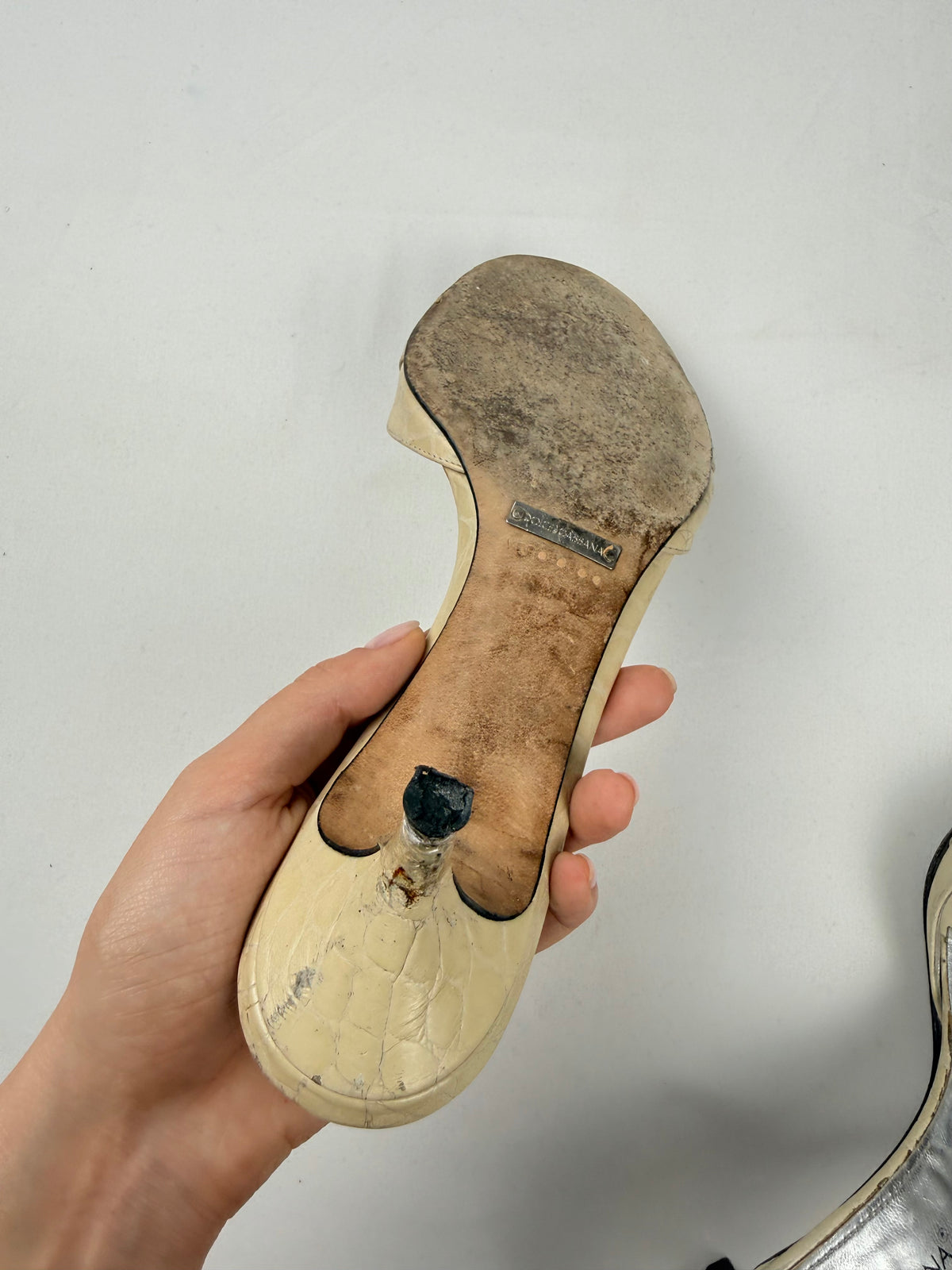Cream real leather kitten heels mules (37)