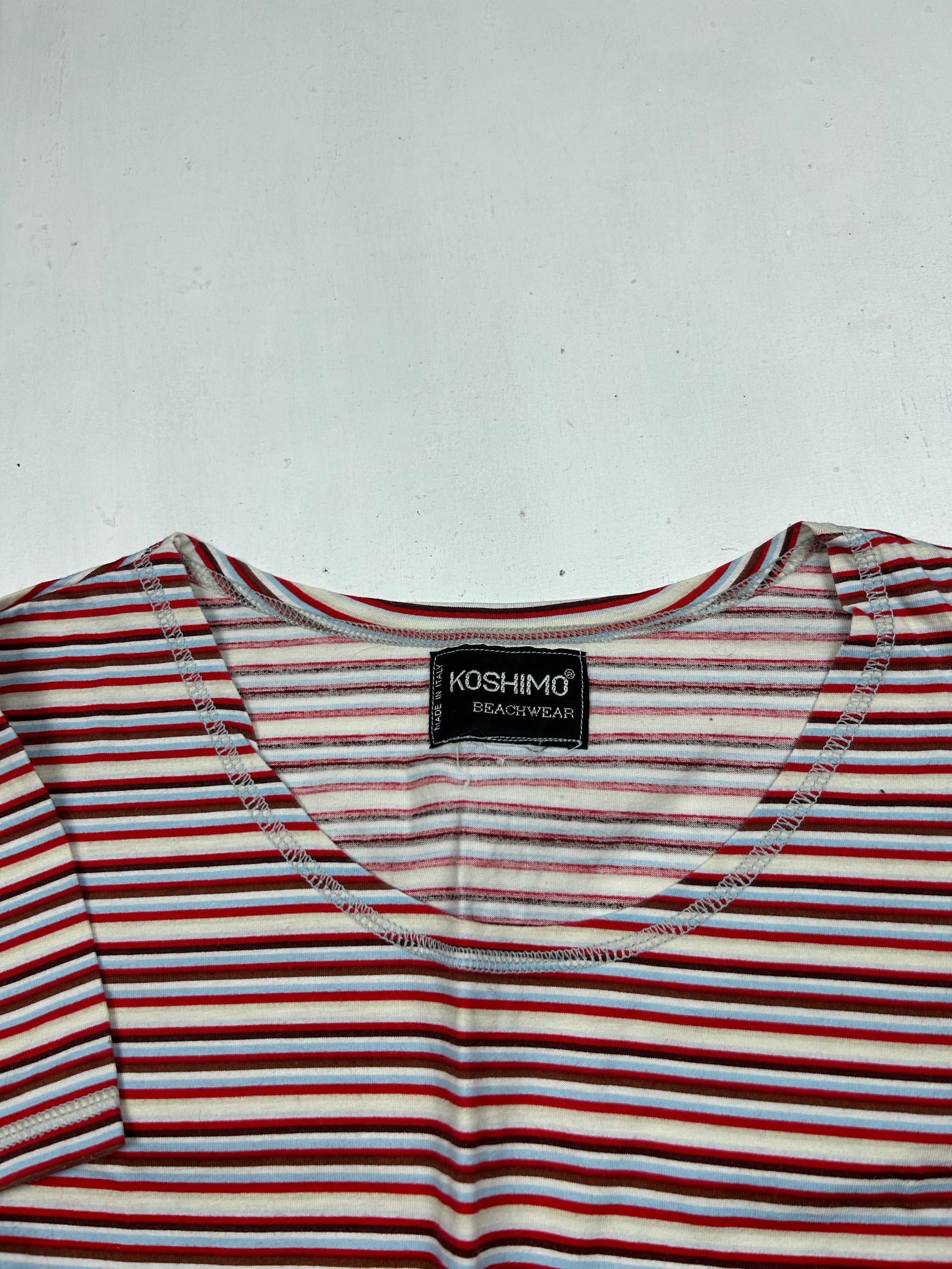 Red striped 100% cotton tee (M)