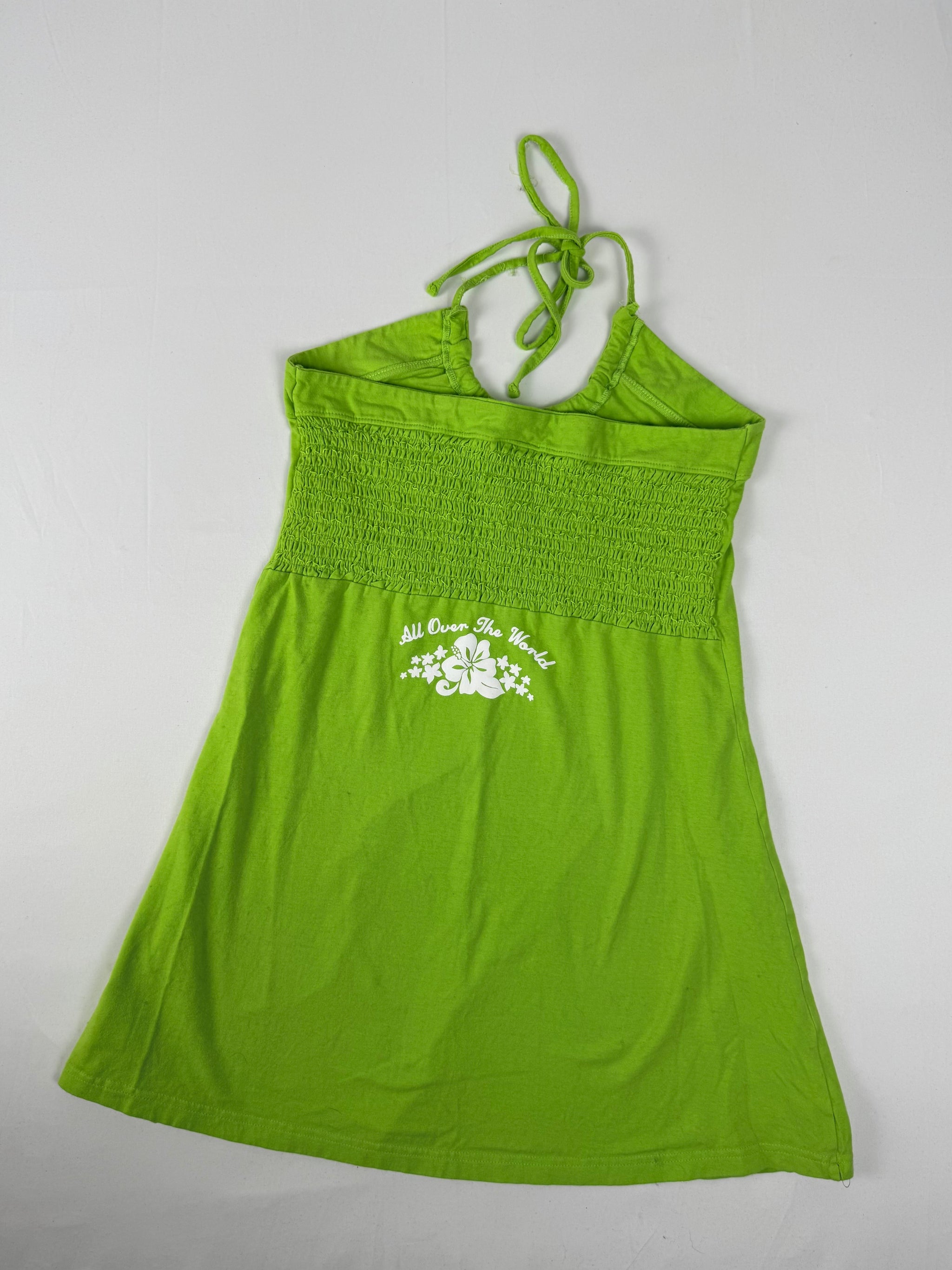 Green backless tie up mini dress (M)
