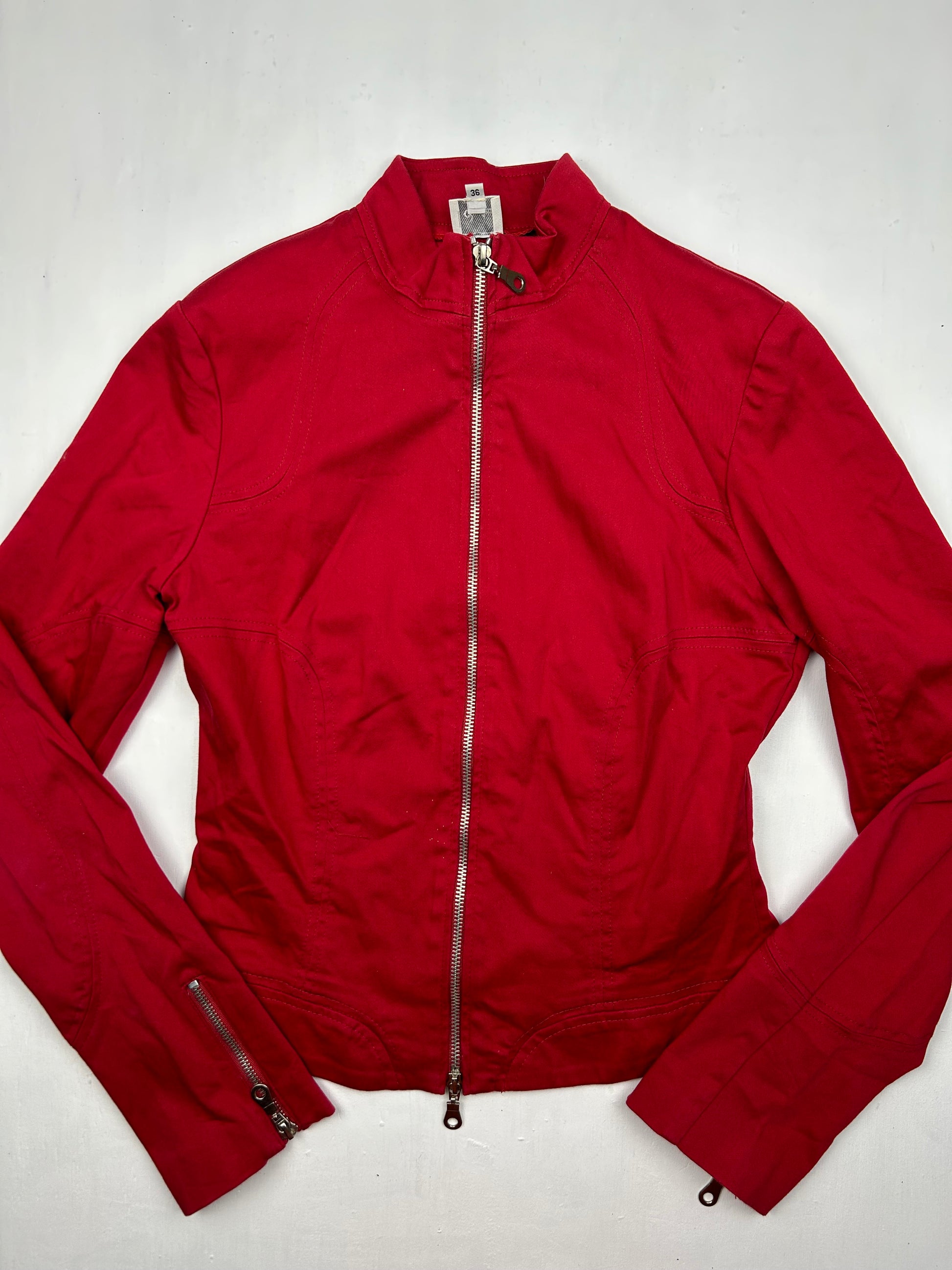 Red zip up biker jacket (S)