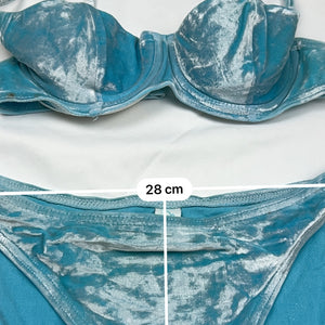 Blue velvet low rise bikini set (XS)