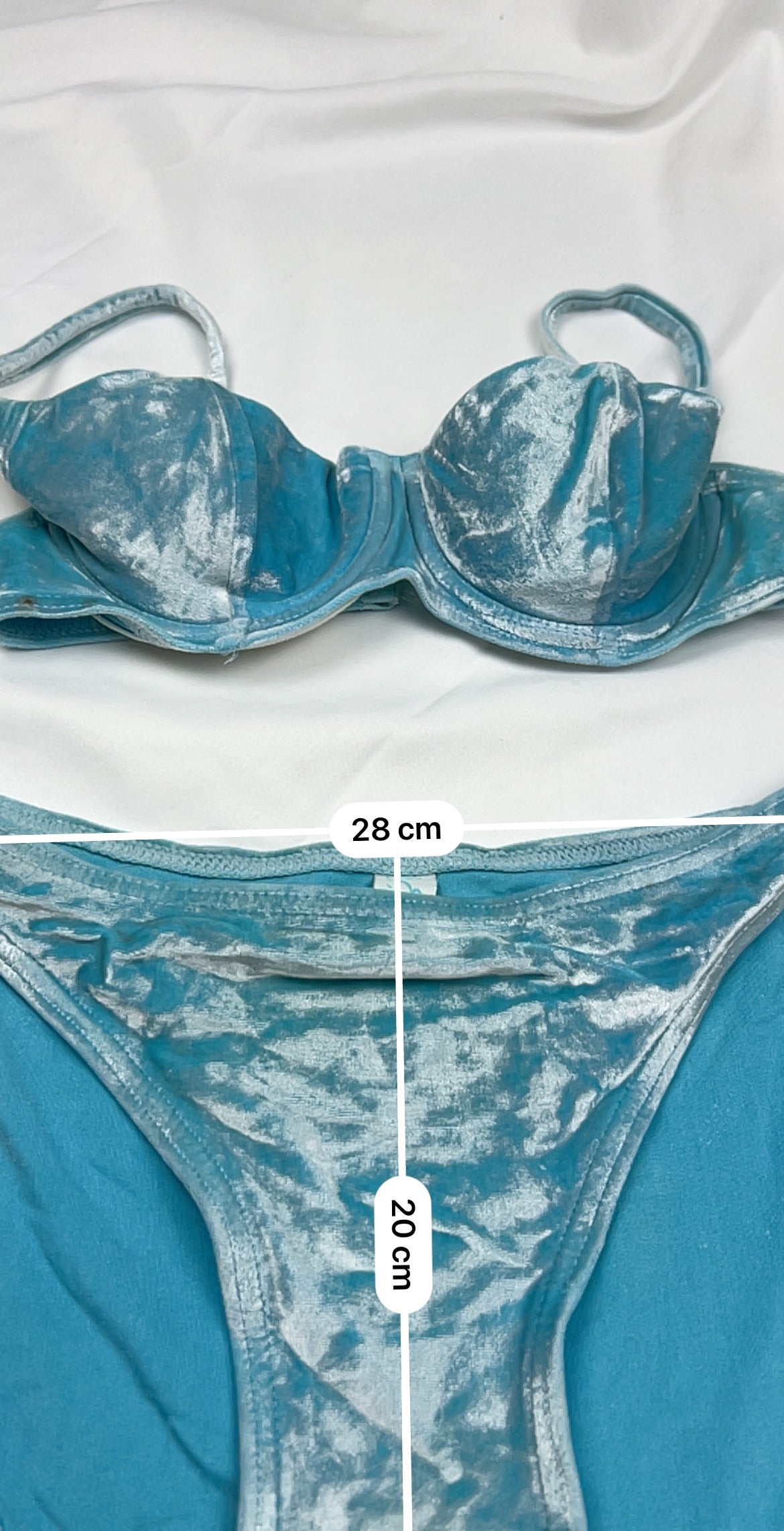 Blue velvet low rise bikini set (XS)