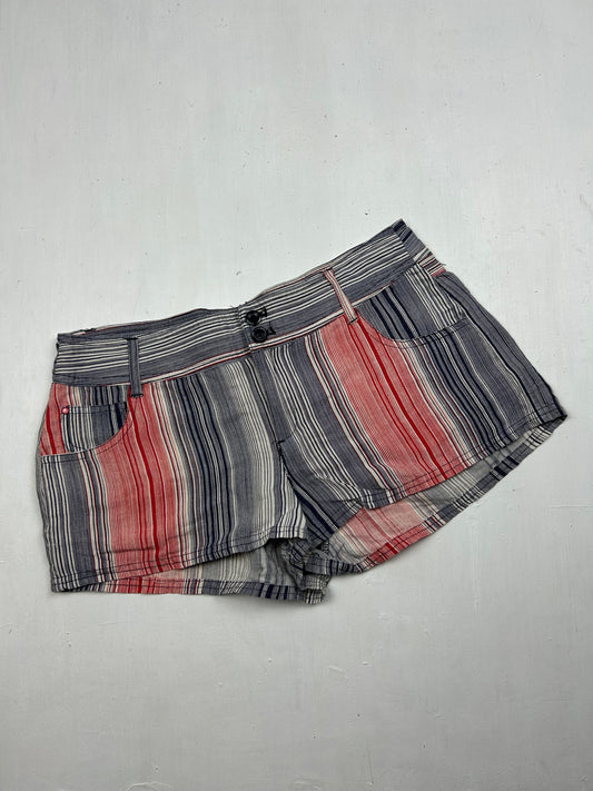 Striped blue 100% cotton low rise mini short (S/M)