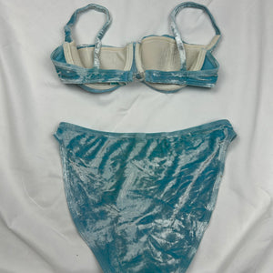 Blue velvet low rise bikini set (XS)