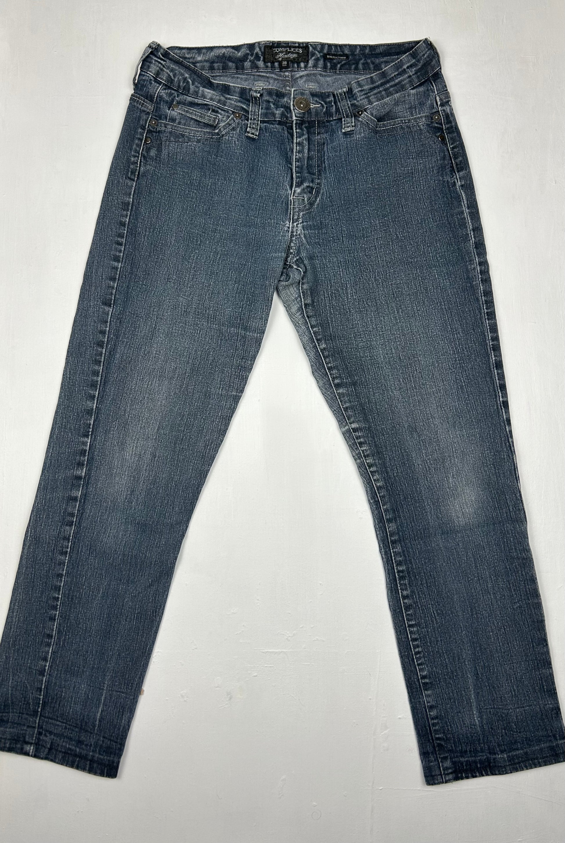 Blue denim 7/8 length denim pants (S)