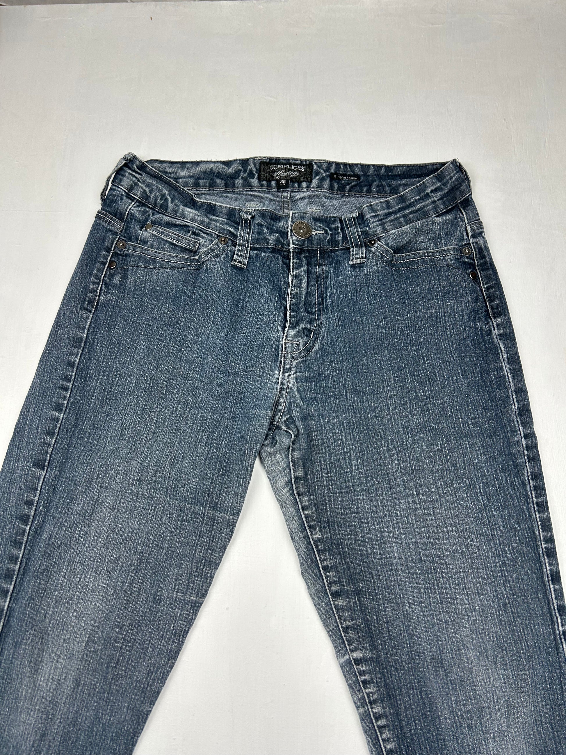 Blue denim 7/8 length denim pants (S)