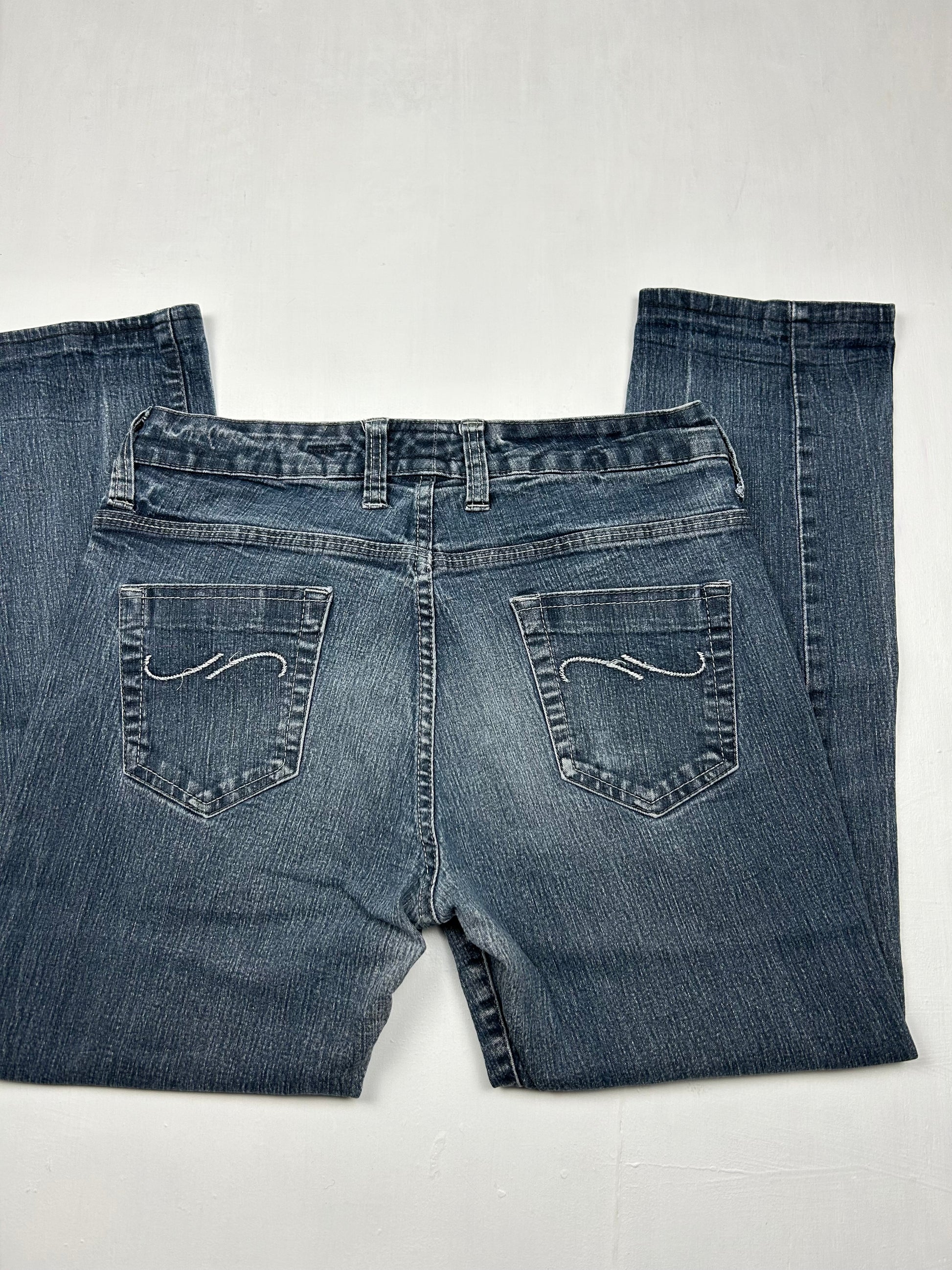 Blue denim 7/8 length denim pants (S)