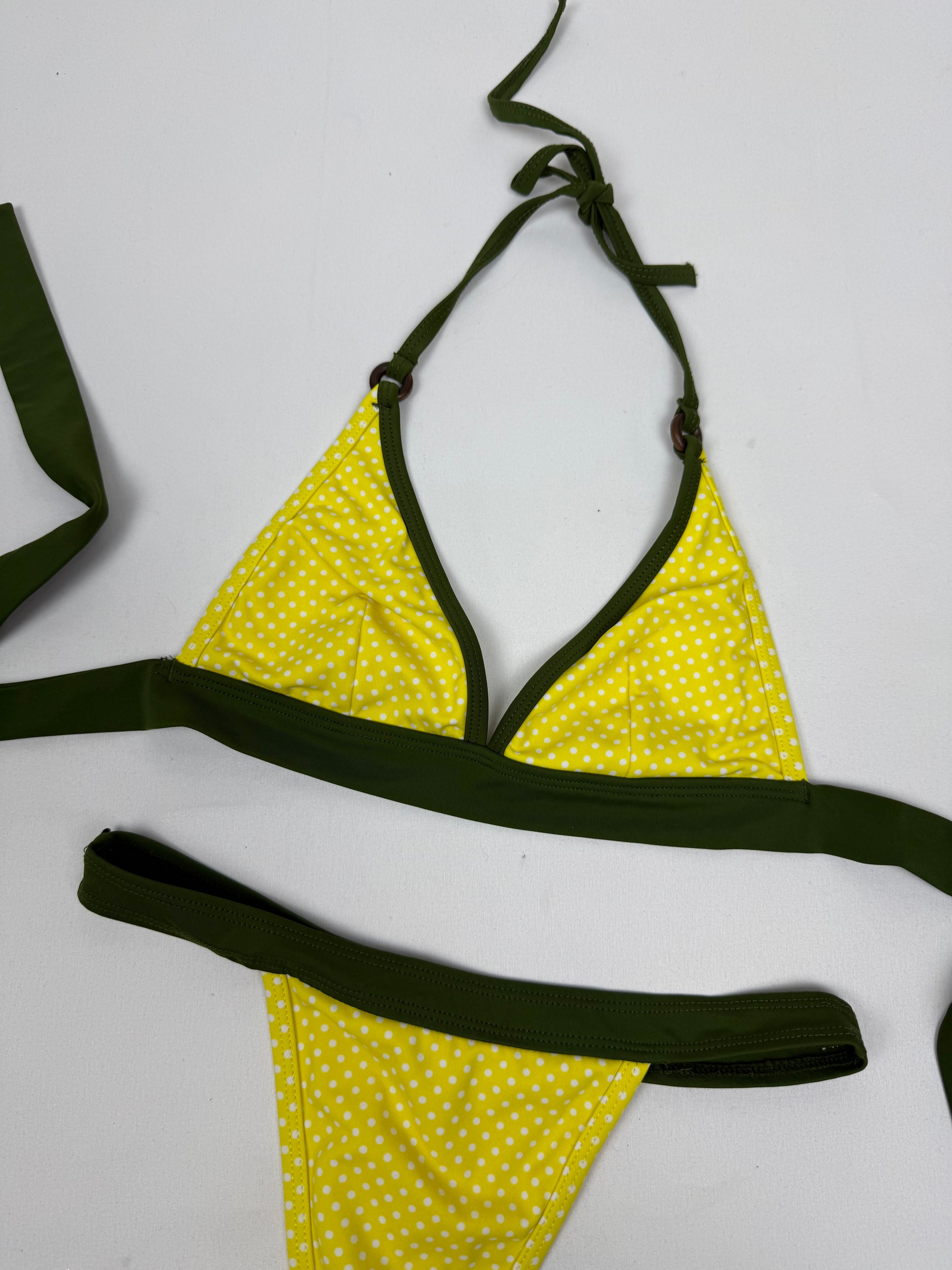 Yellow polka dots thong bikini set (XS/S)