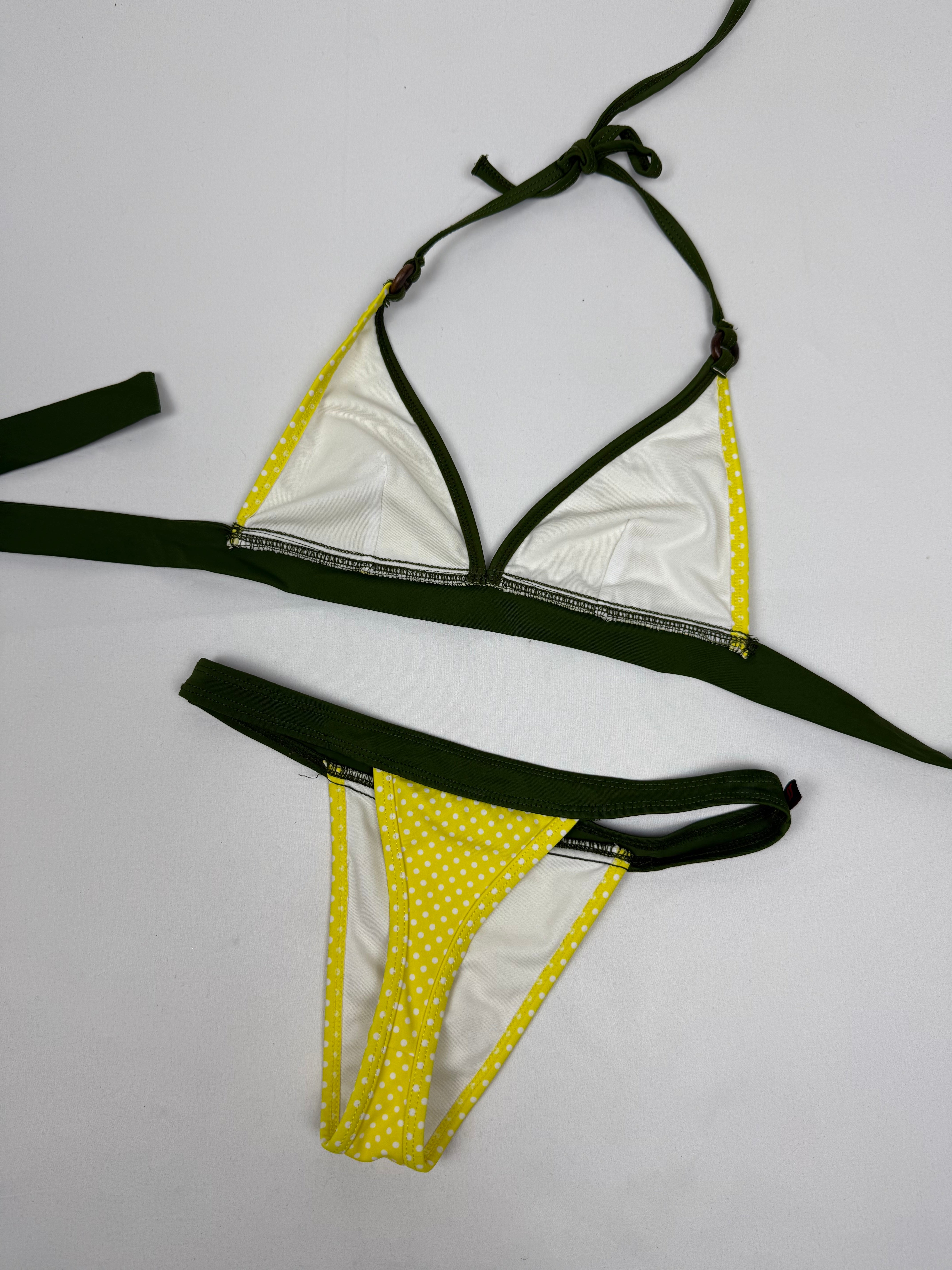Yellow polka dots thong bikini set (XS/S)