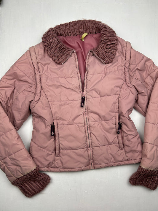 Pink 2 in 1 winter zip up puffer jacket (S/M)