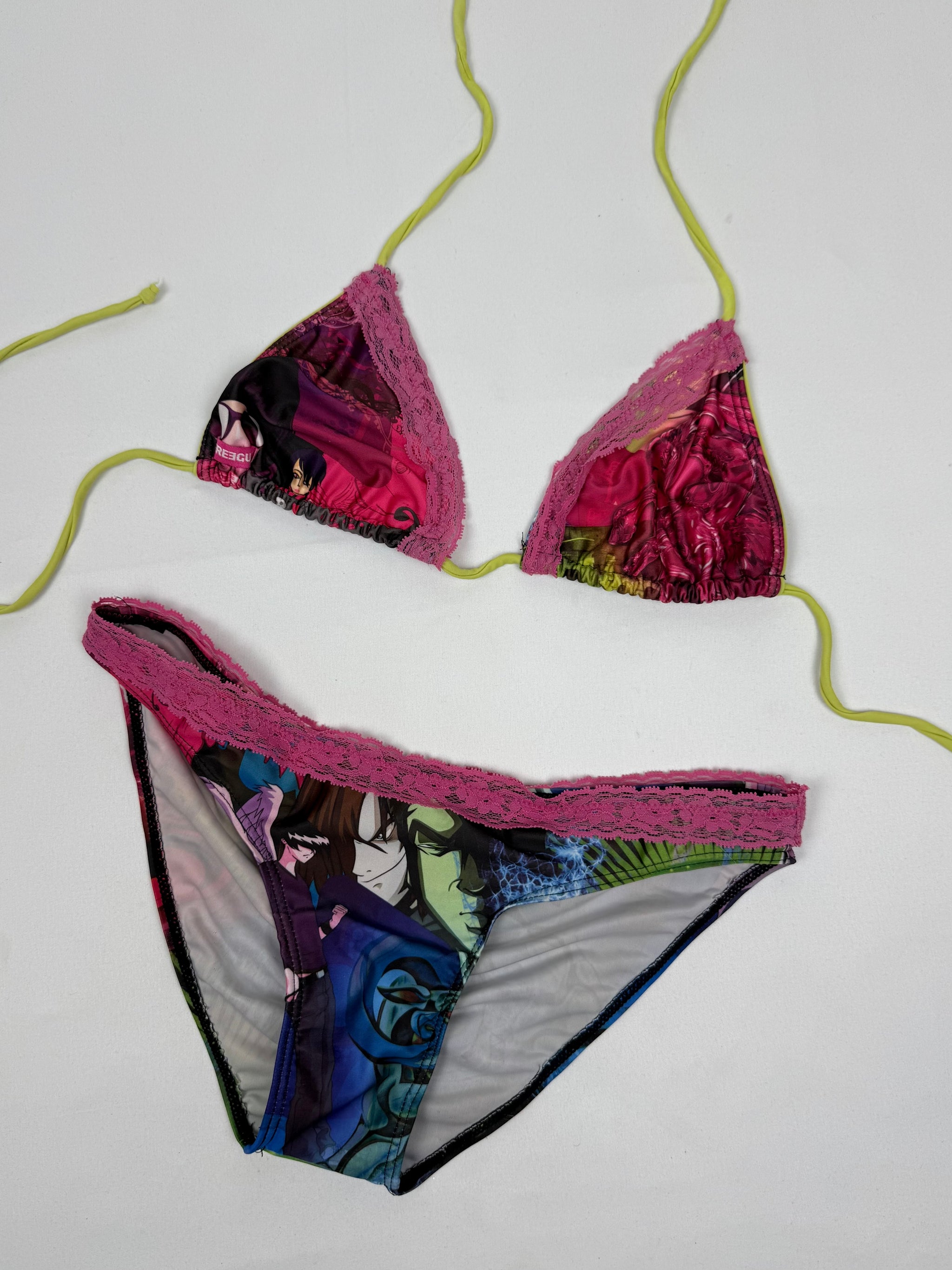 Multicolor lace detail bikini set (M)