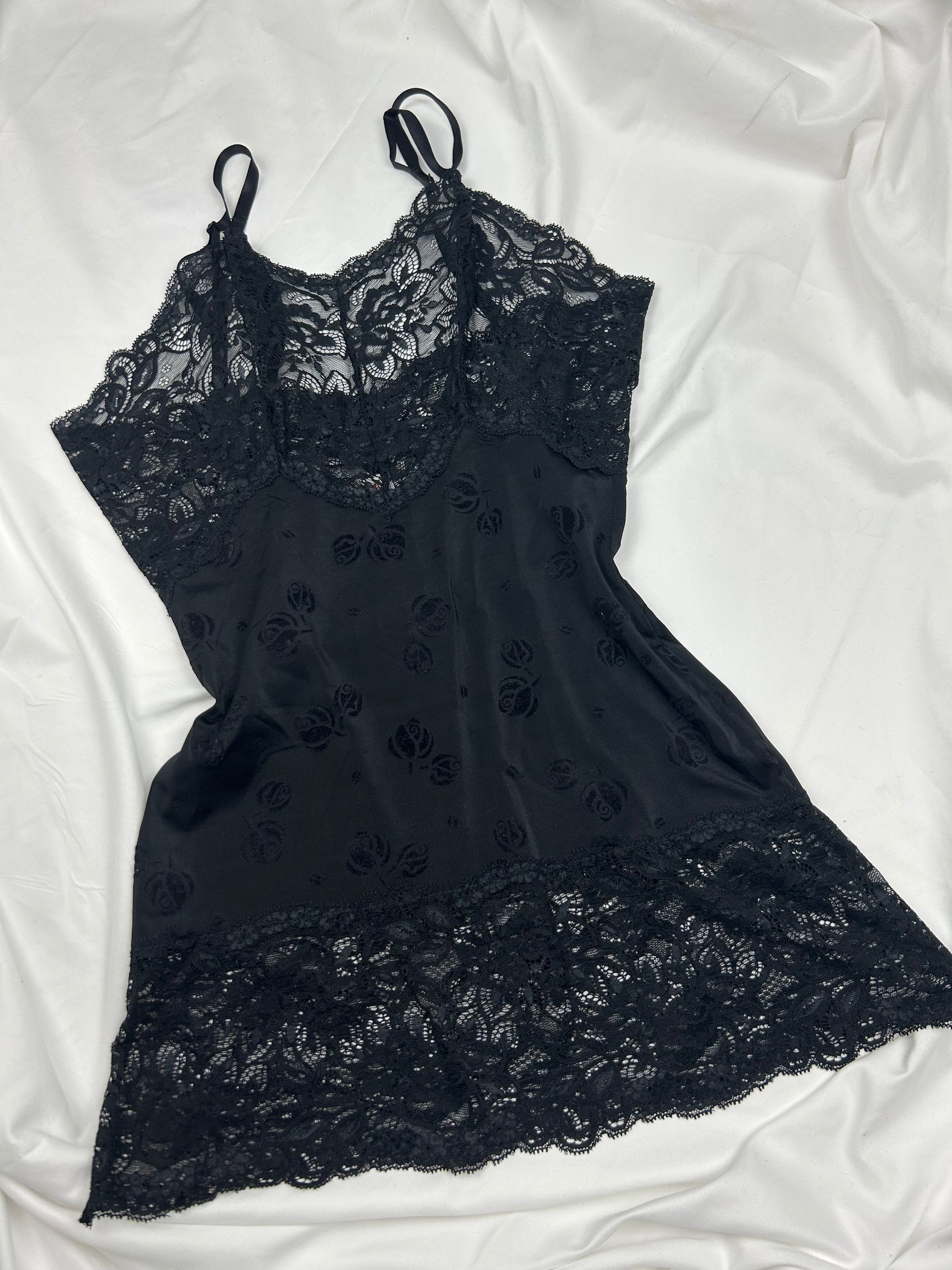 Black lace babydoll mini dress (M/L)