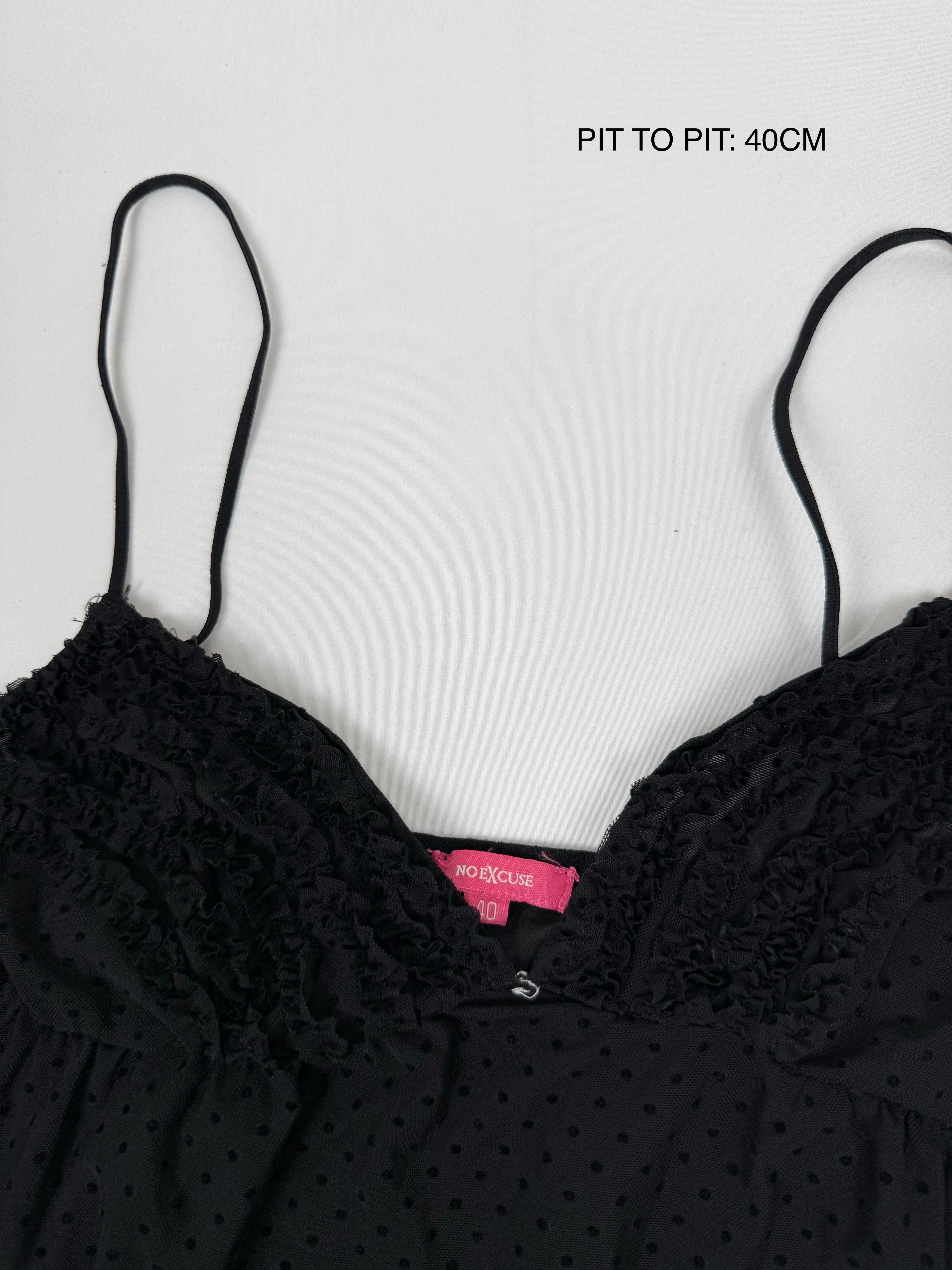 Black mesh tight fit babydoll mini dress/ top (L)