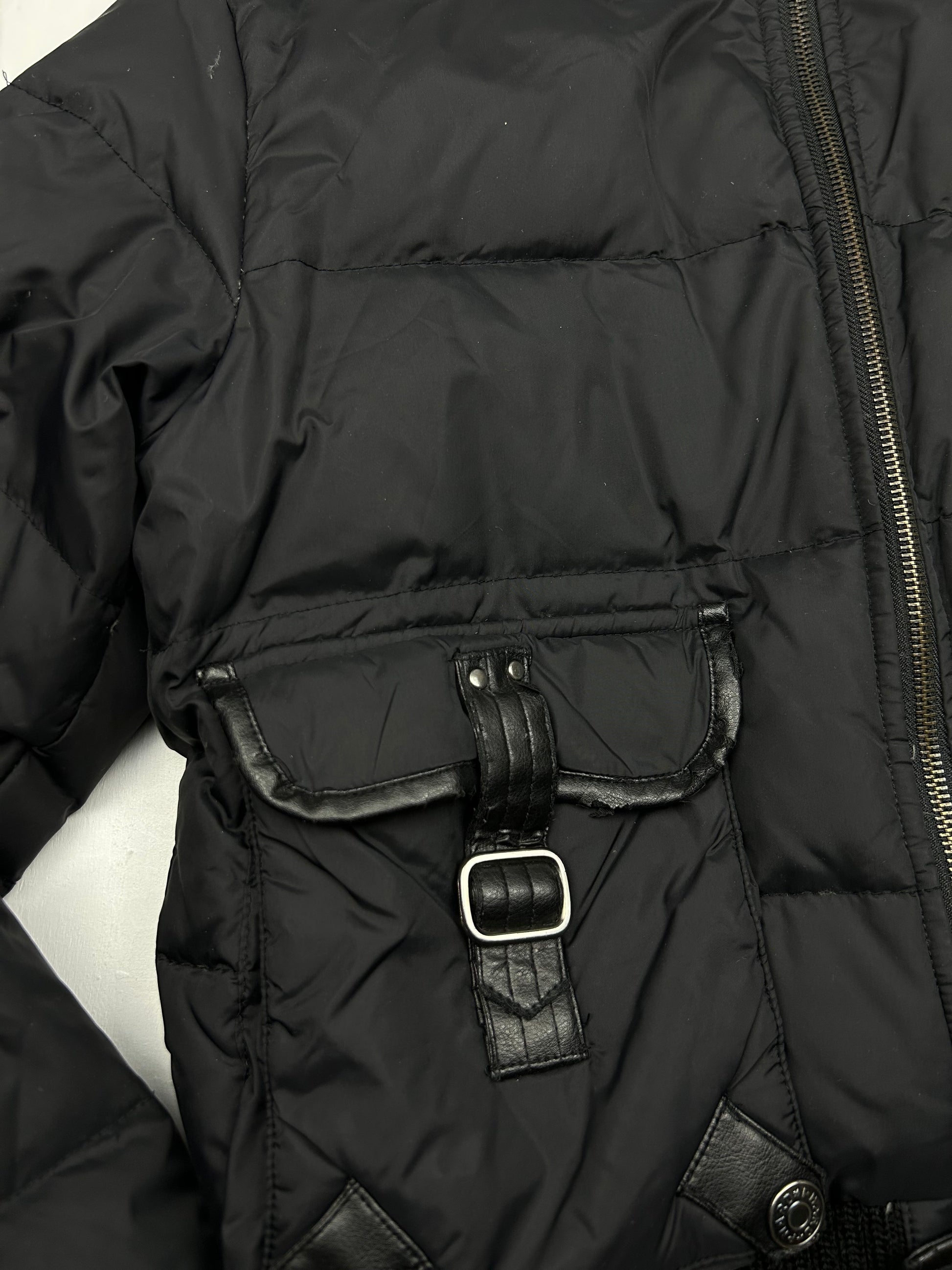 Black duck down winter zip up puffer jacket (M)