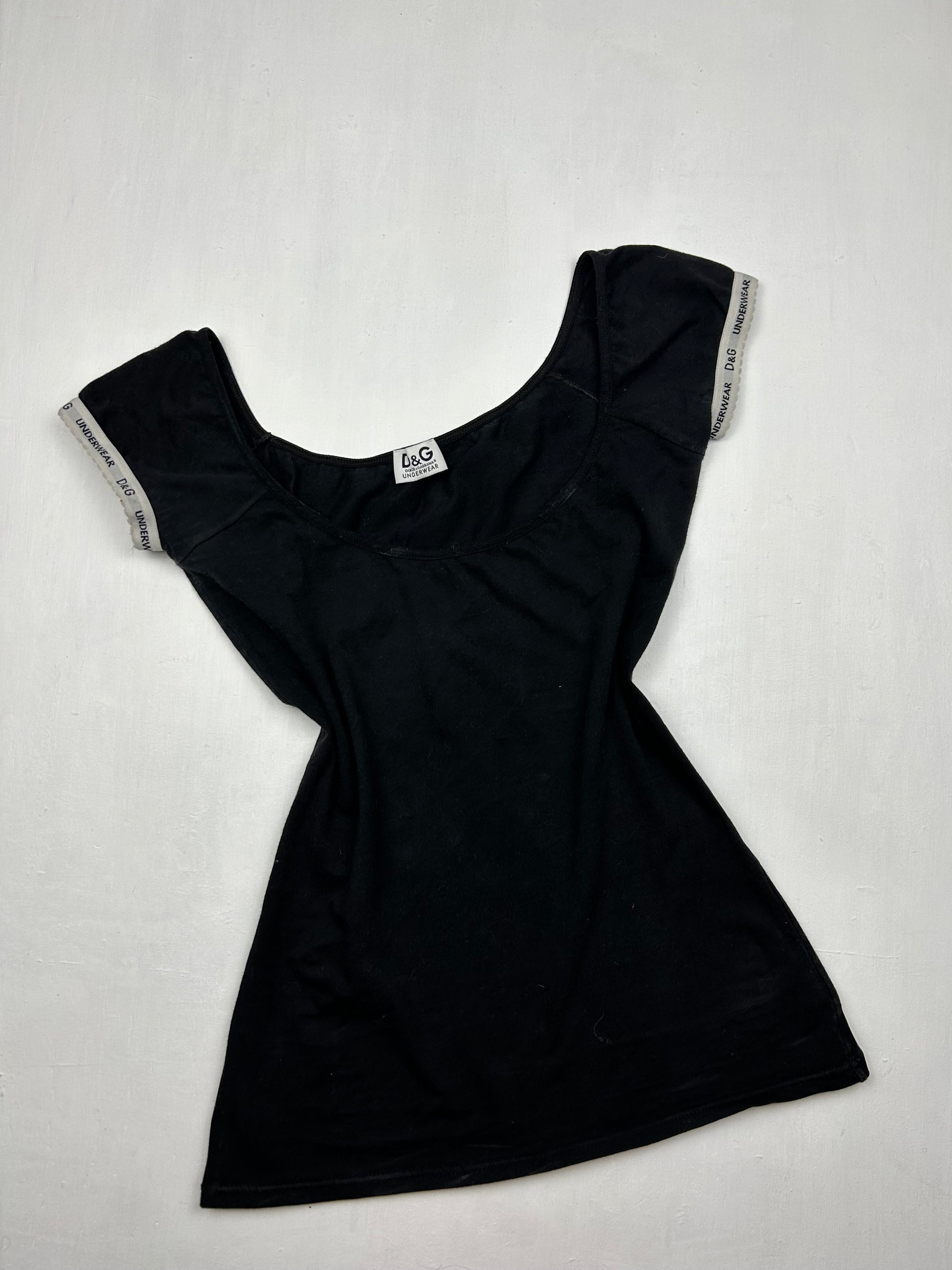 Black cotton bardot logo stretchy tee (XS)