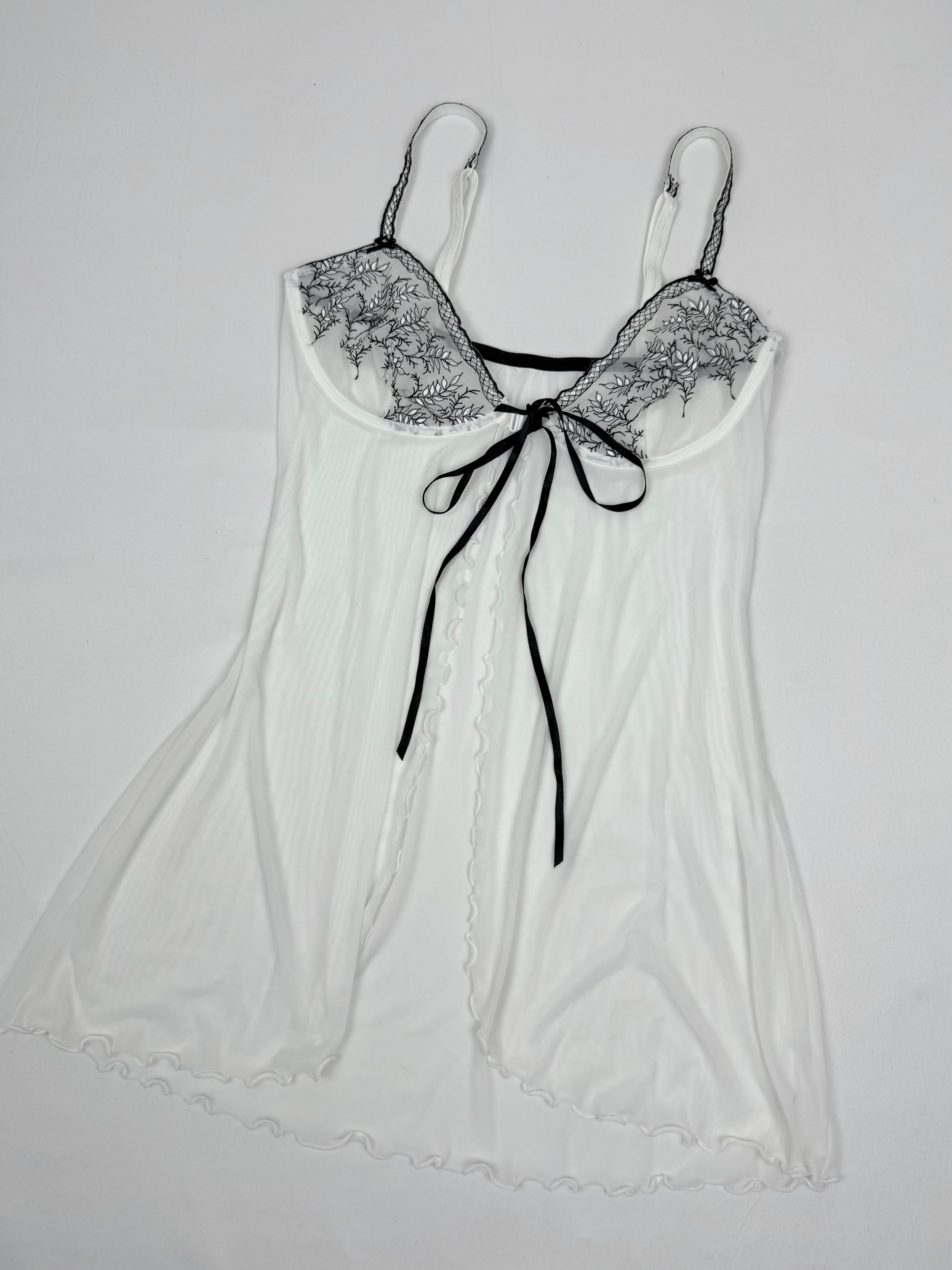 White mesh tight fit babydoll mini dress/ top (L)