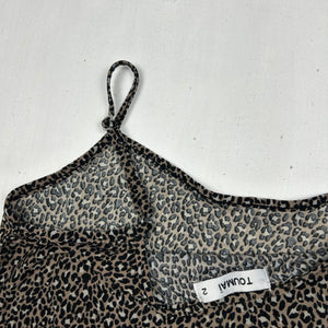 Beige panther cotton cami top (S/M)