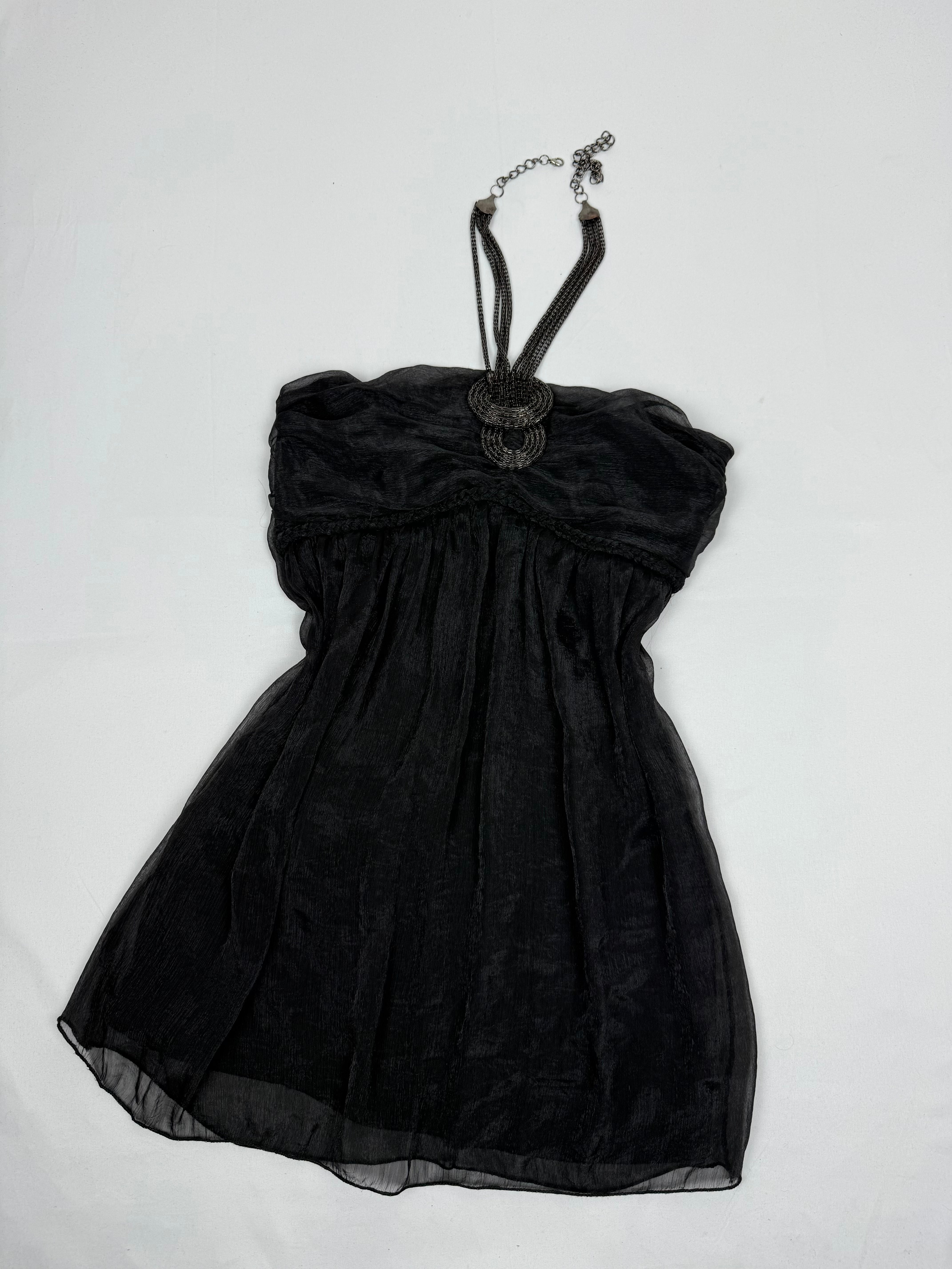 Black mesh lined necklace top (S/M)