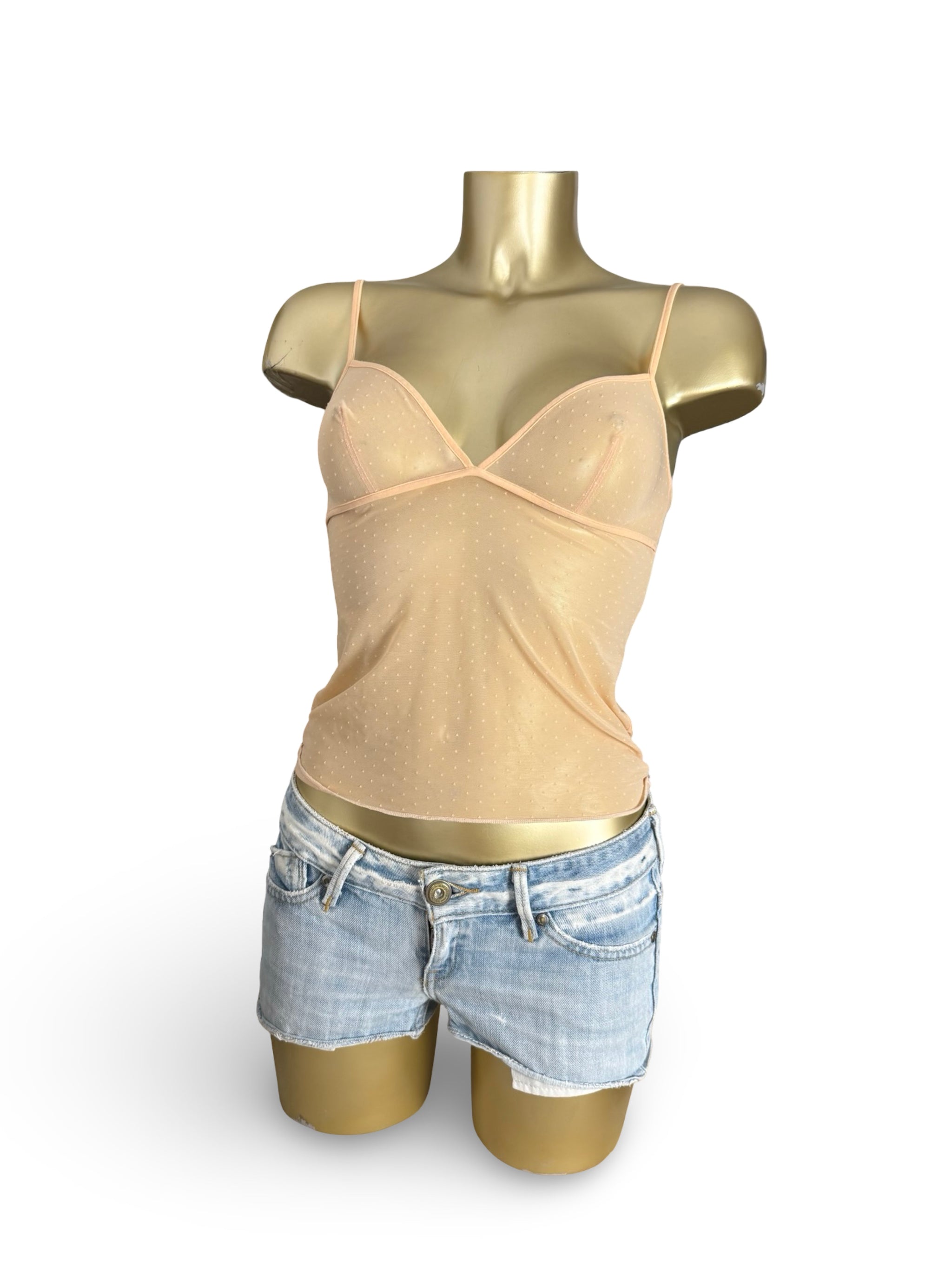 Beige mesh cami top (M)