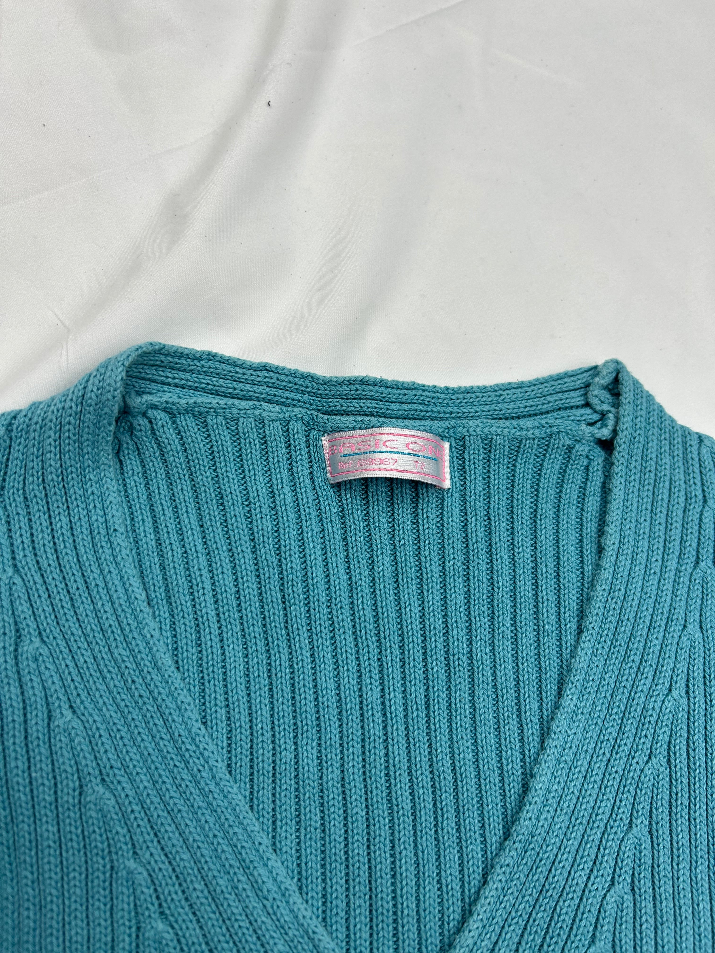 Blue knitted tank  top (S)