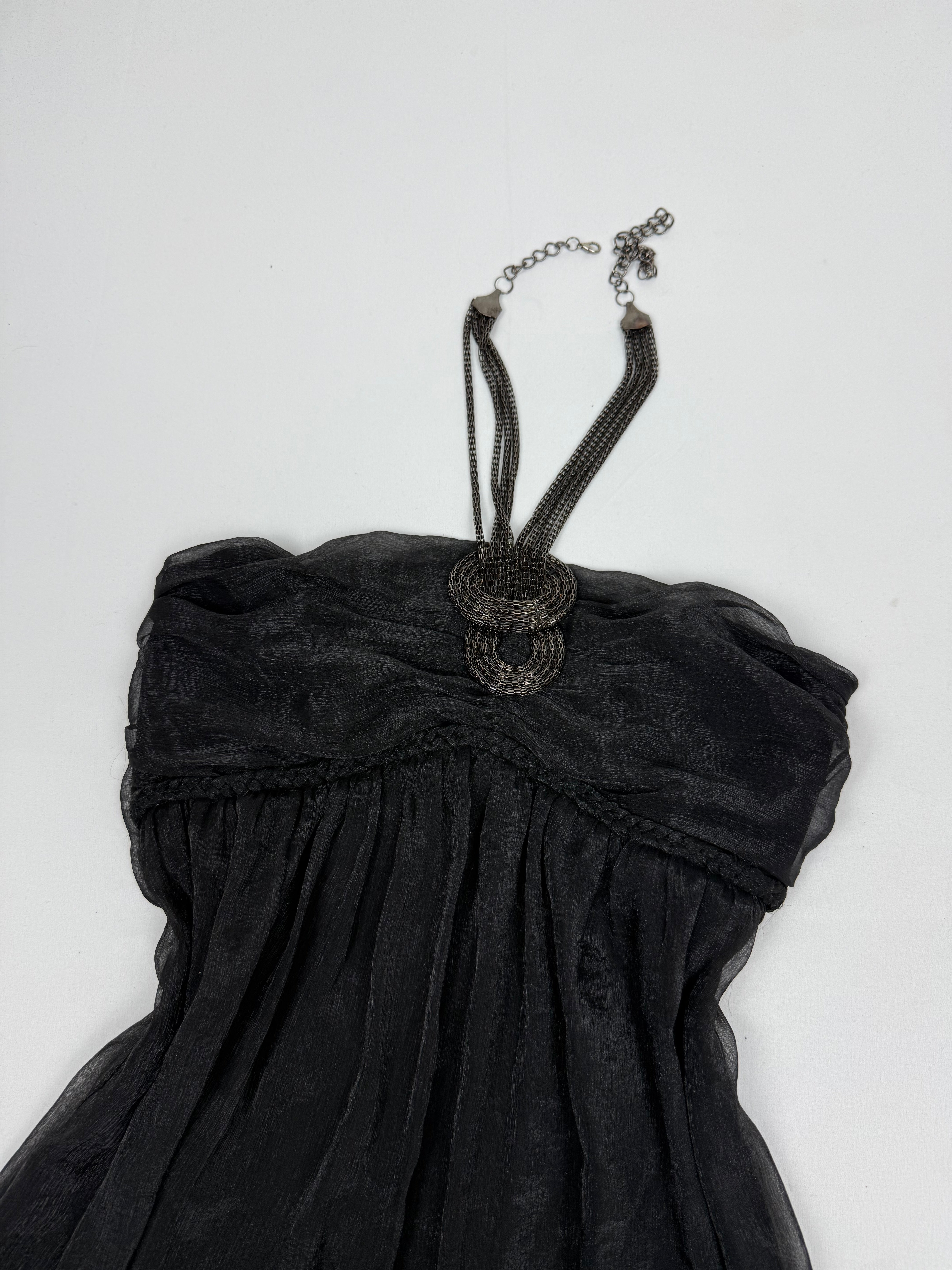 Black mesh lined necklace top (S/M)