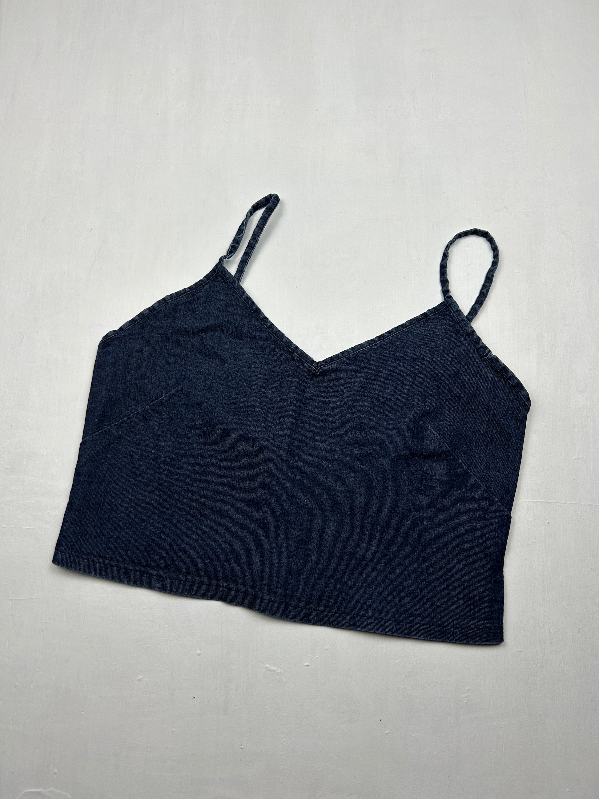 Navy denim crop cami top (S/M)