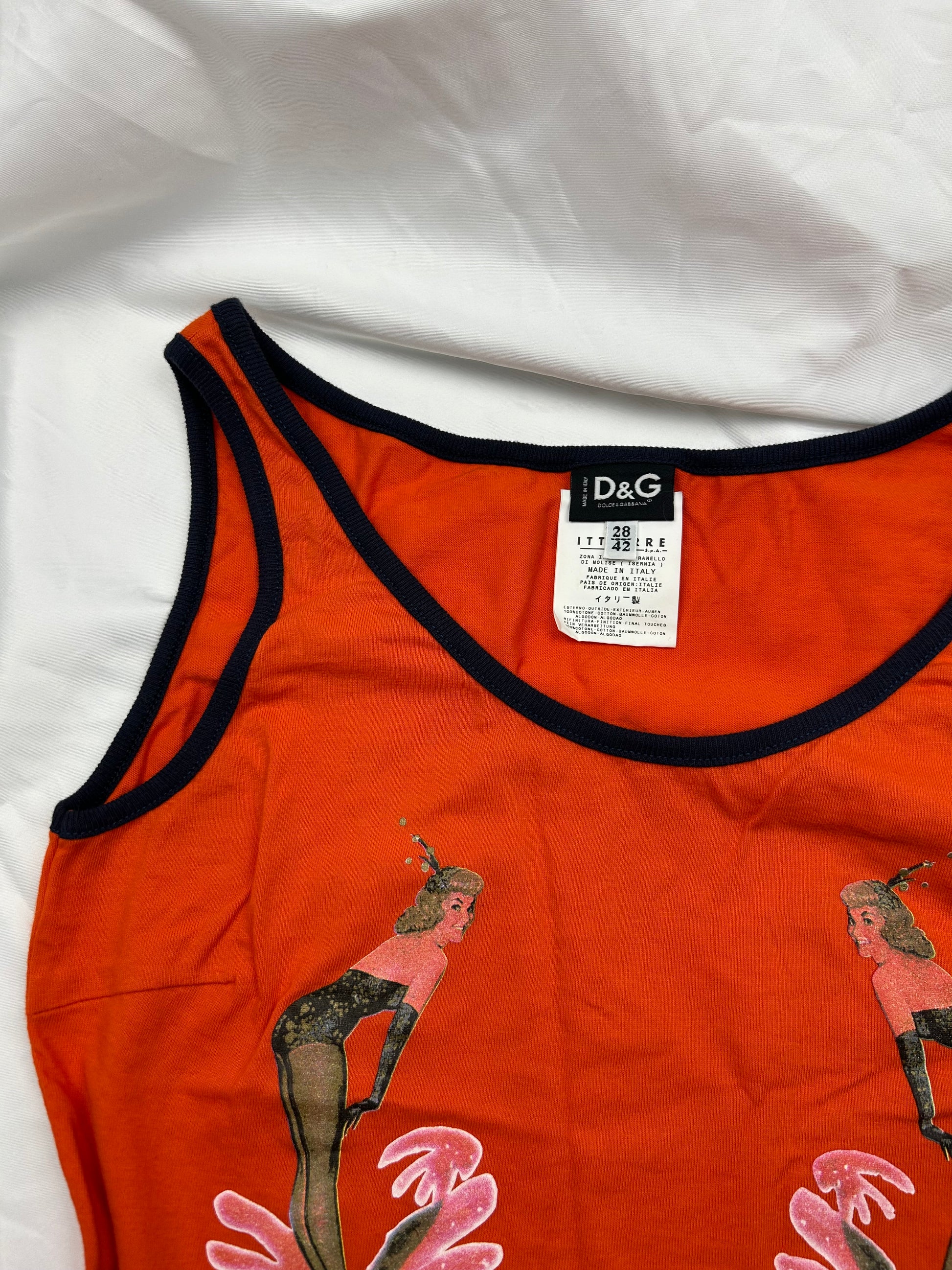 Orange logo cotton tank top (M)