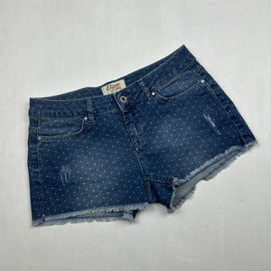 Blue denim polka dots low rise mini short (S)