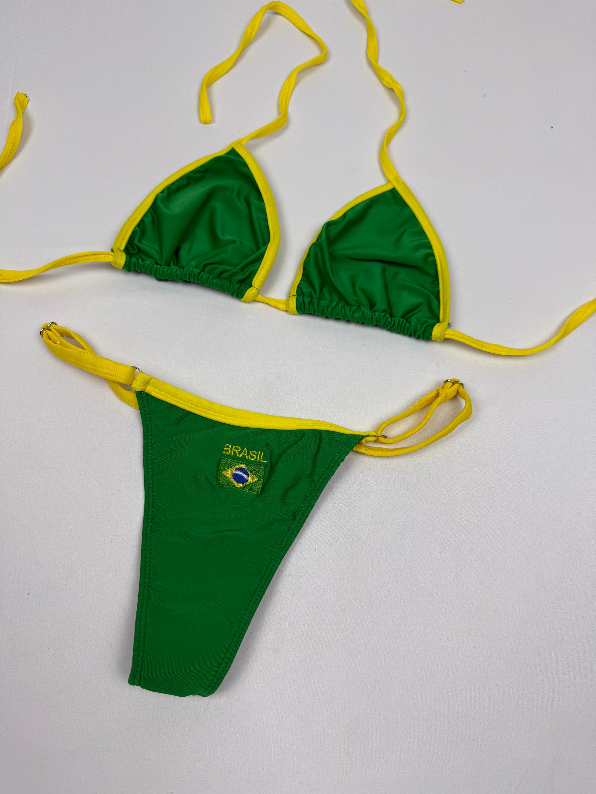Green Brazil low rise thong bikini set (M)