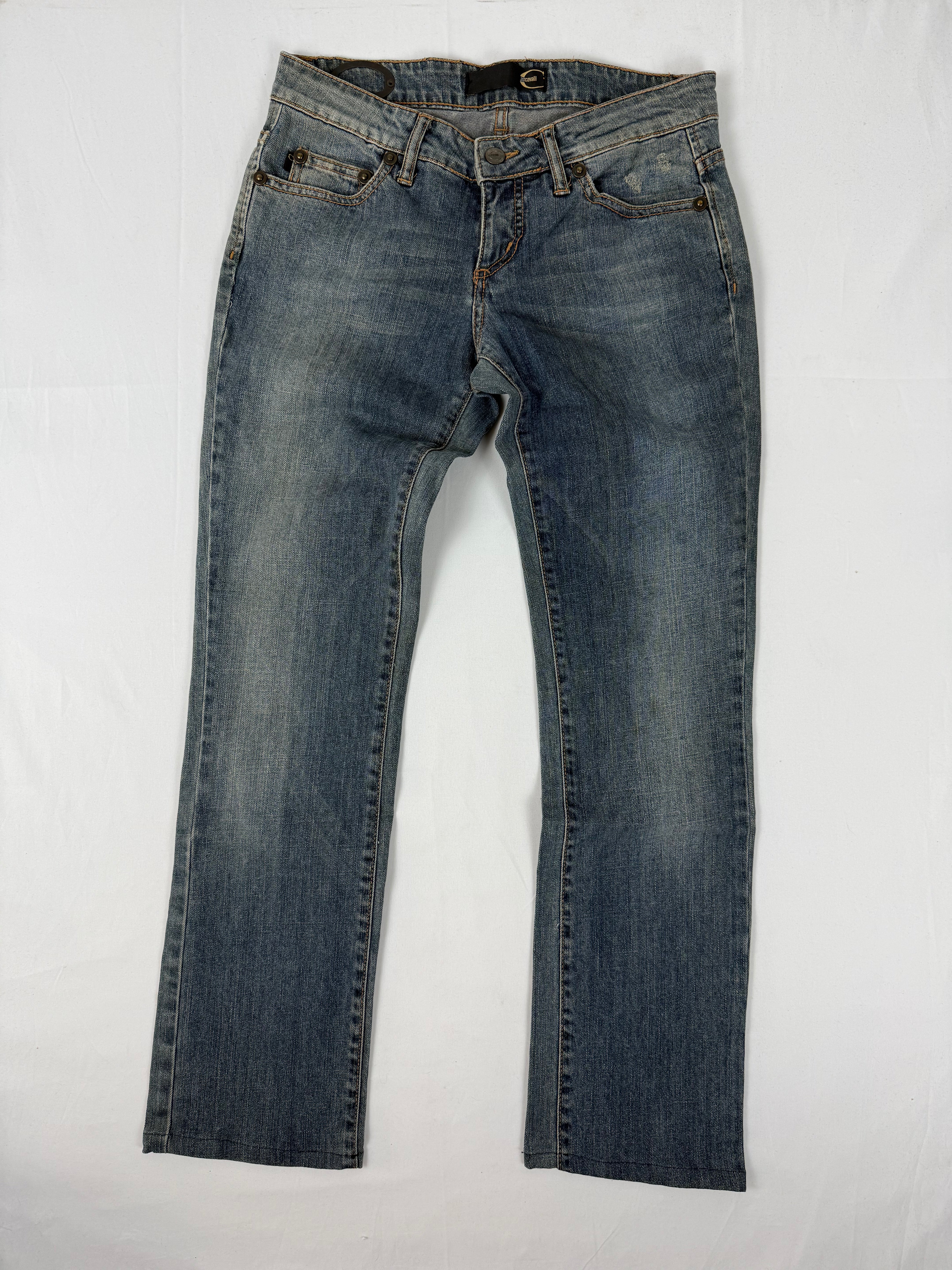 Blue denim low waist pants (S)