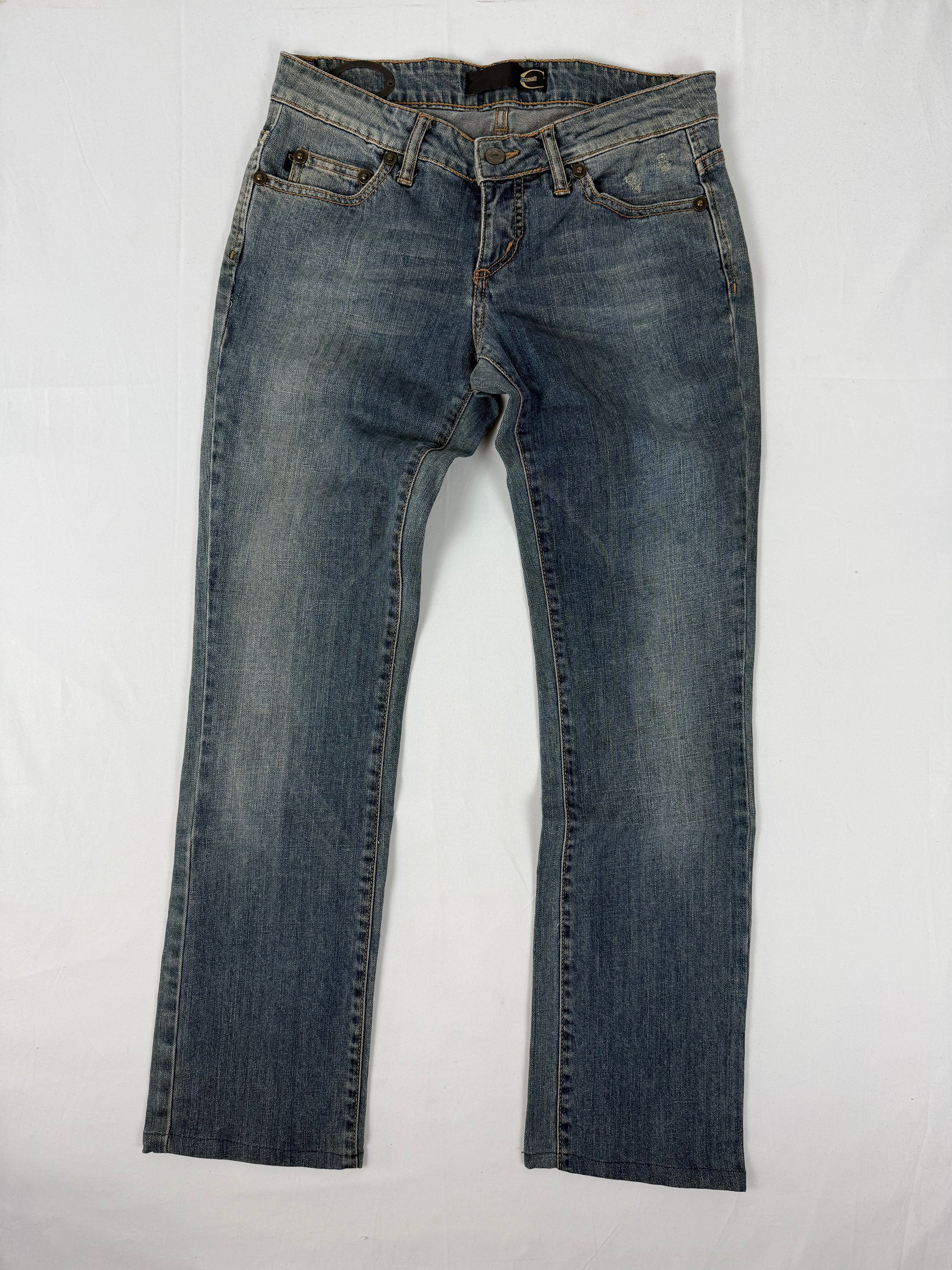 Blue denim low waist pants (S)