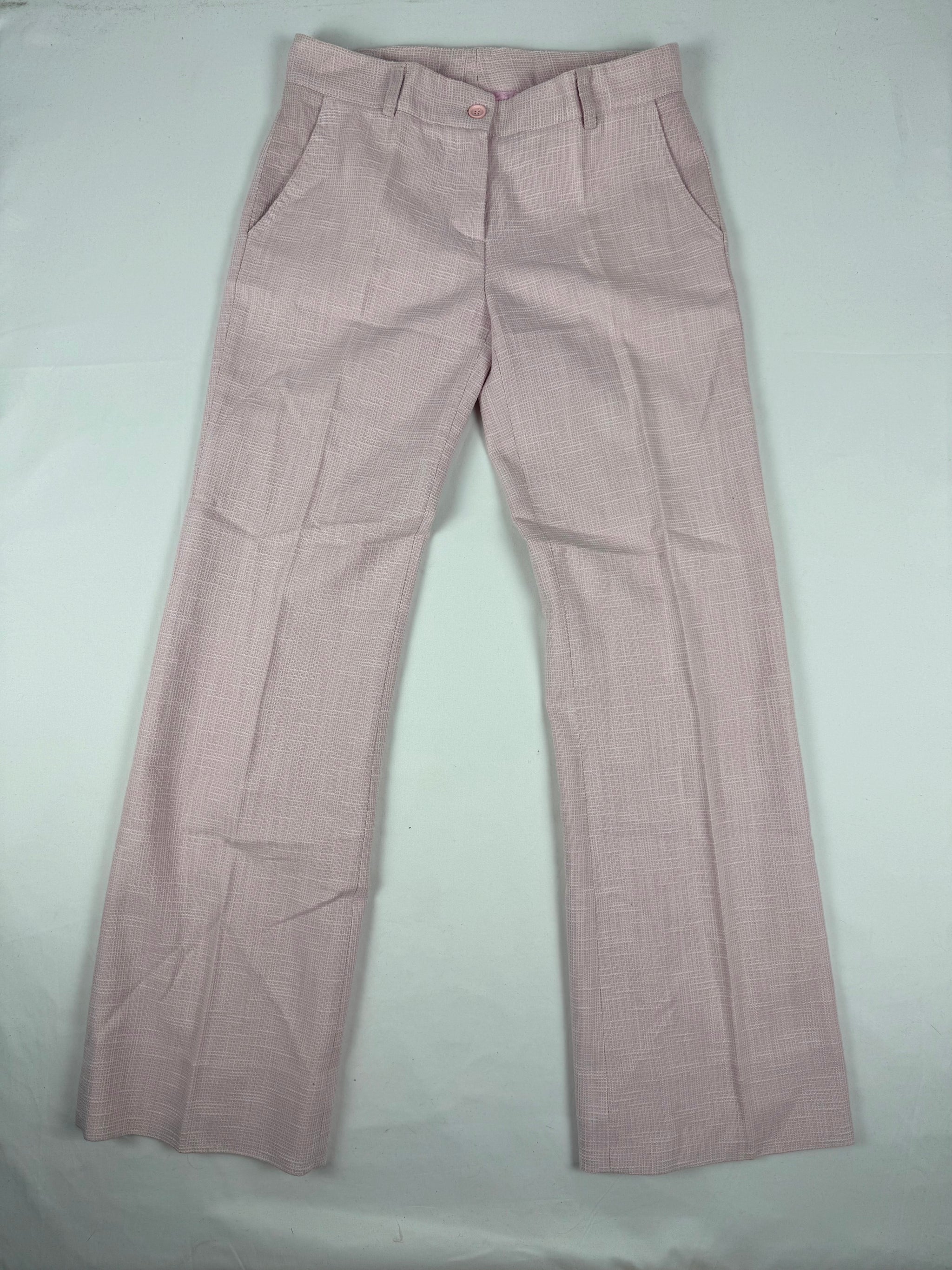 Pink office siren low rise flare pants (S)