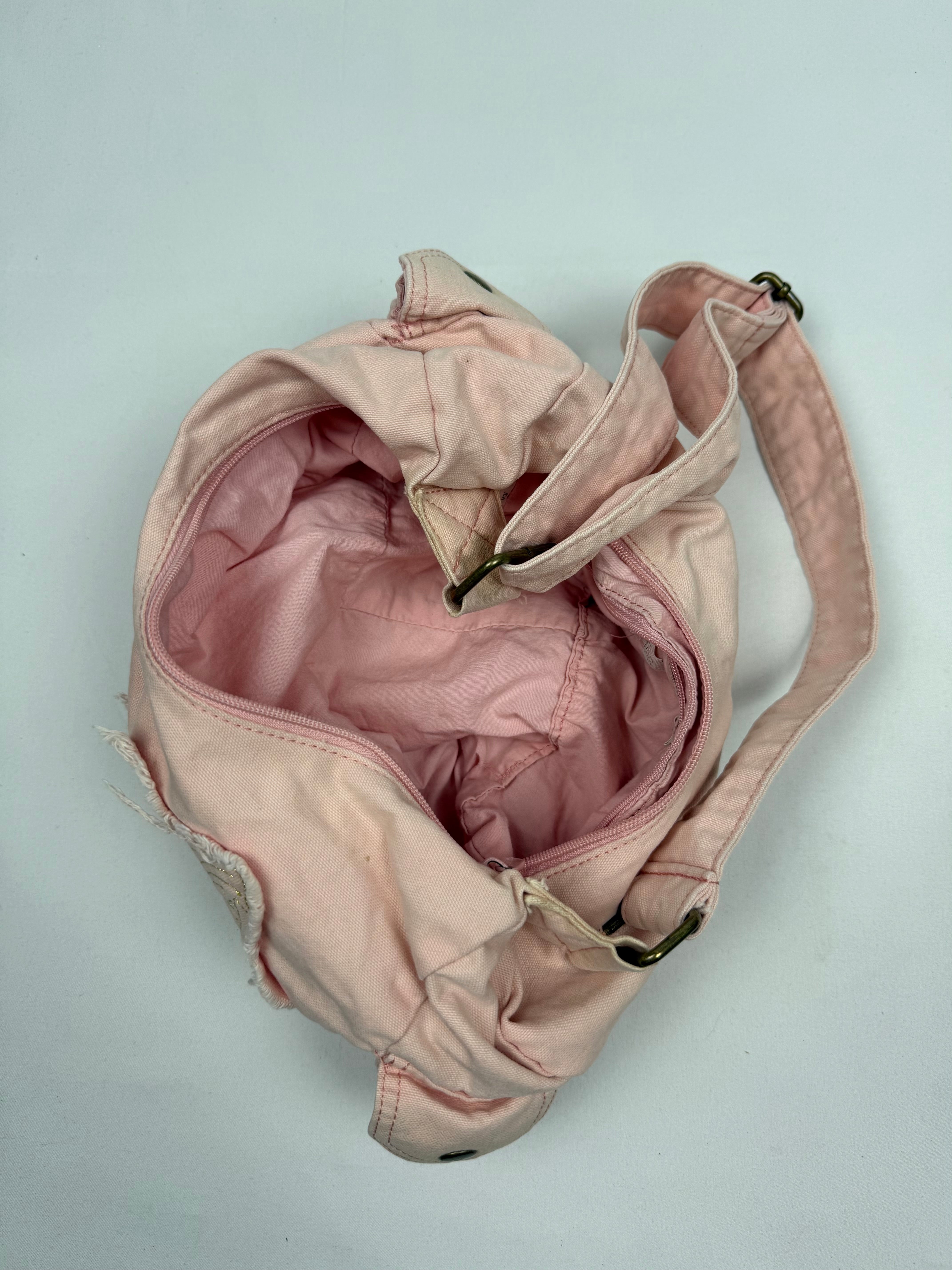 Baby pink 100% cotton besace bag (32x20cm)