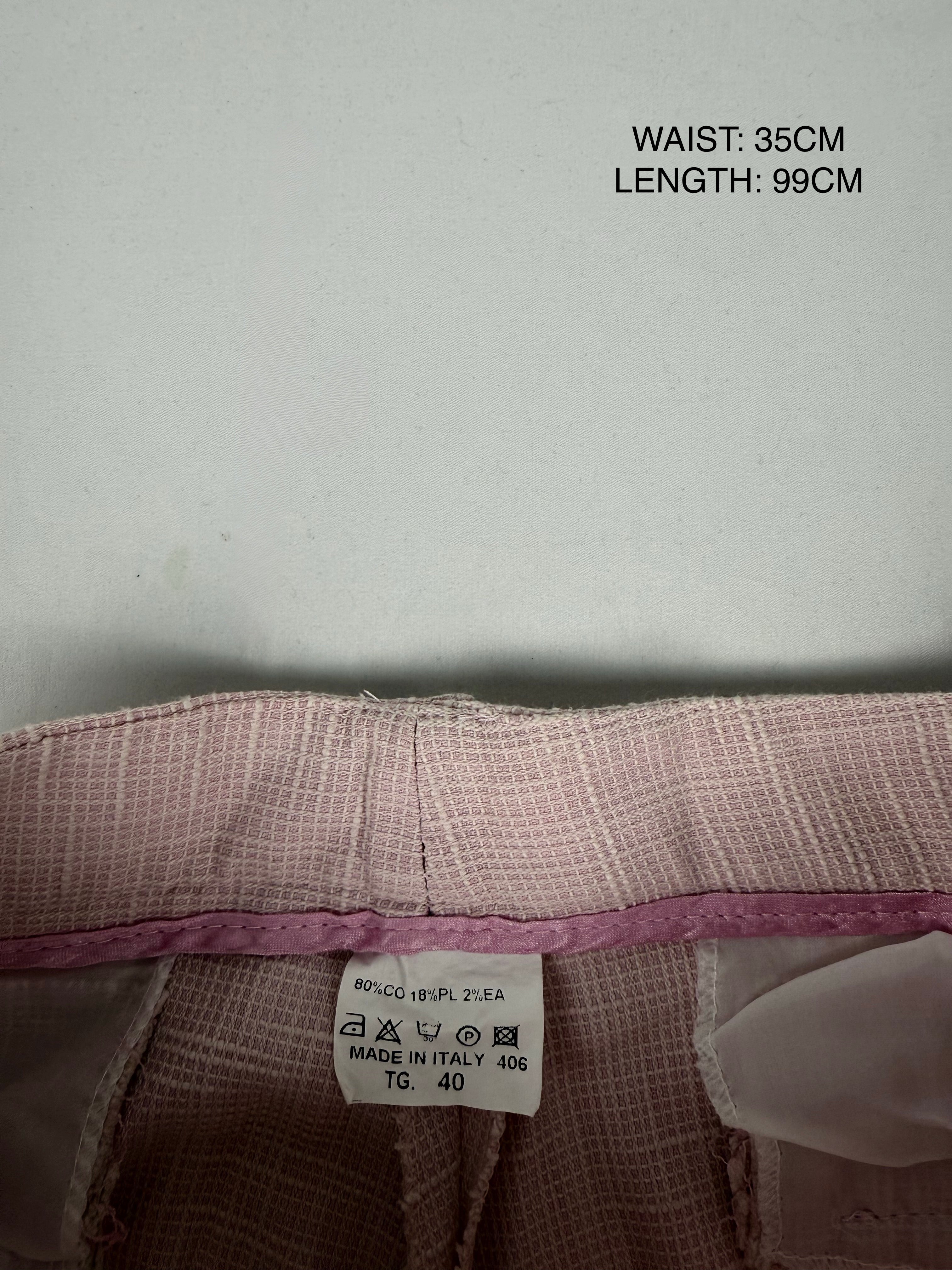 Pink office siren low rise flare pants (S)