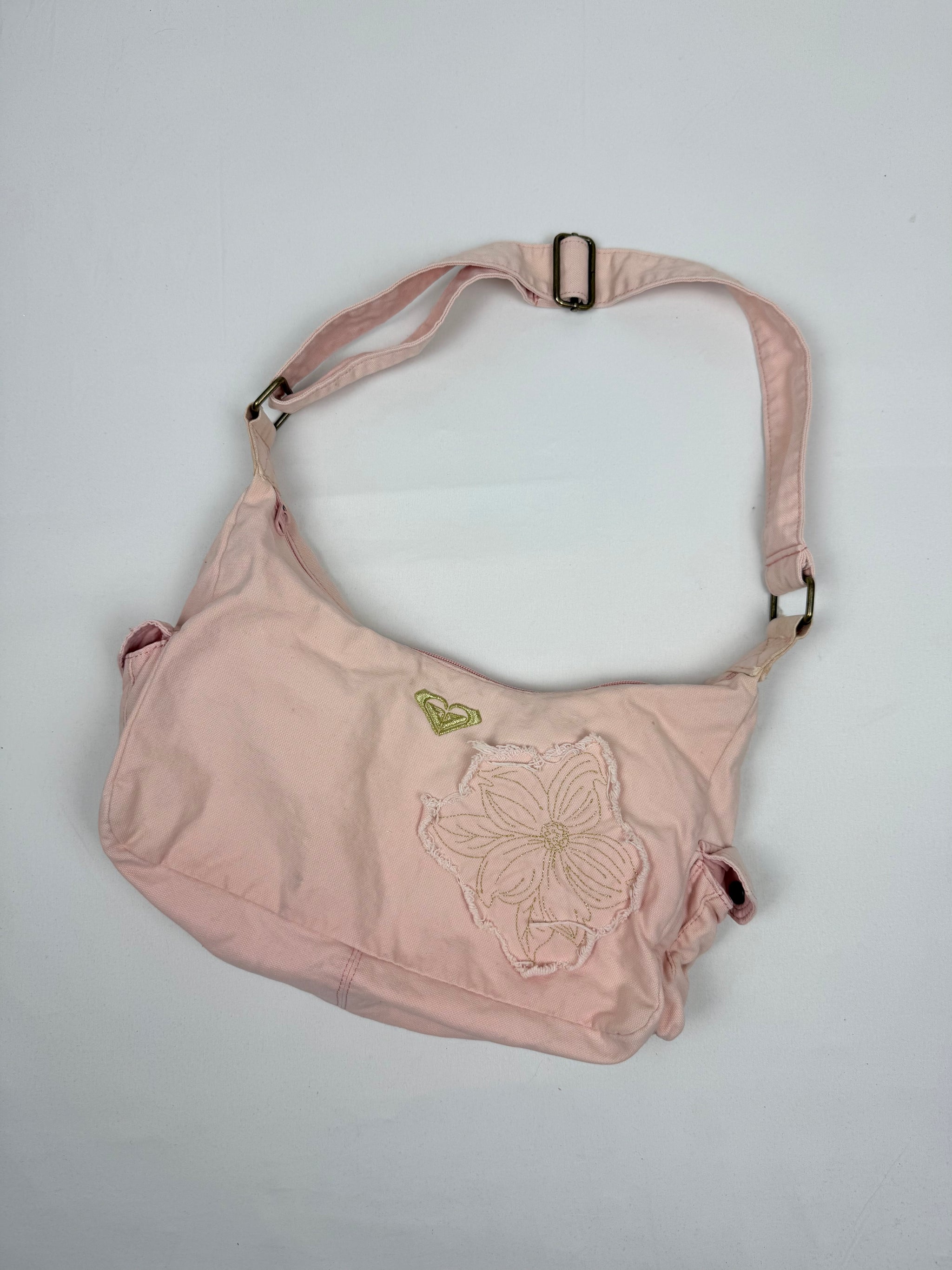 Baby pink 100% cotton besace bag (32x20cm)
