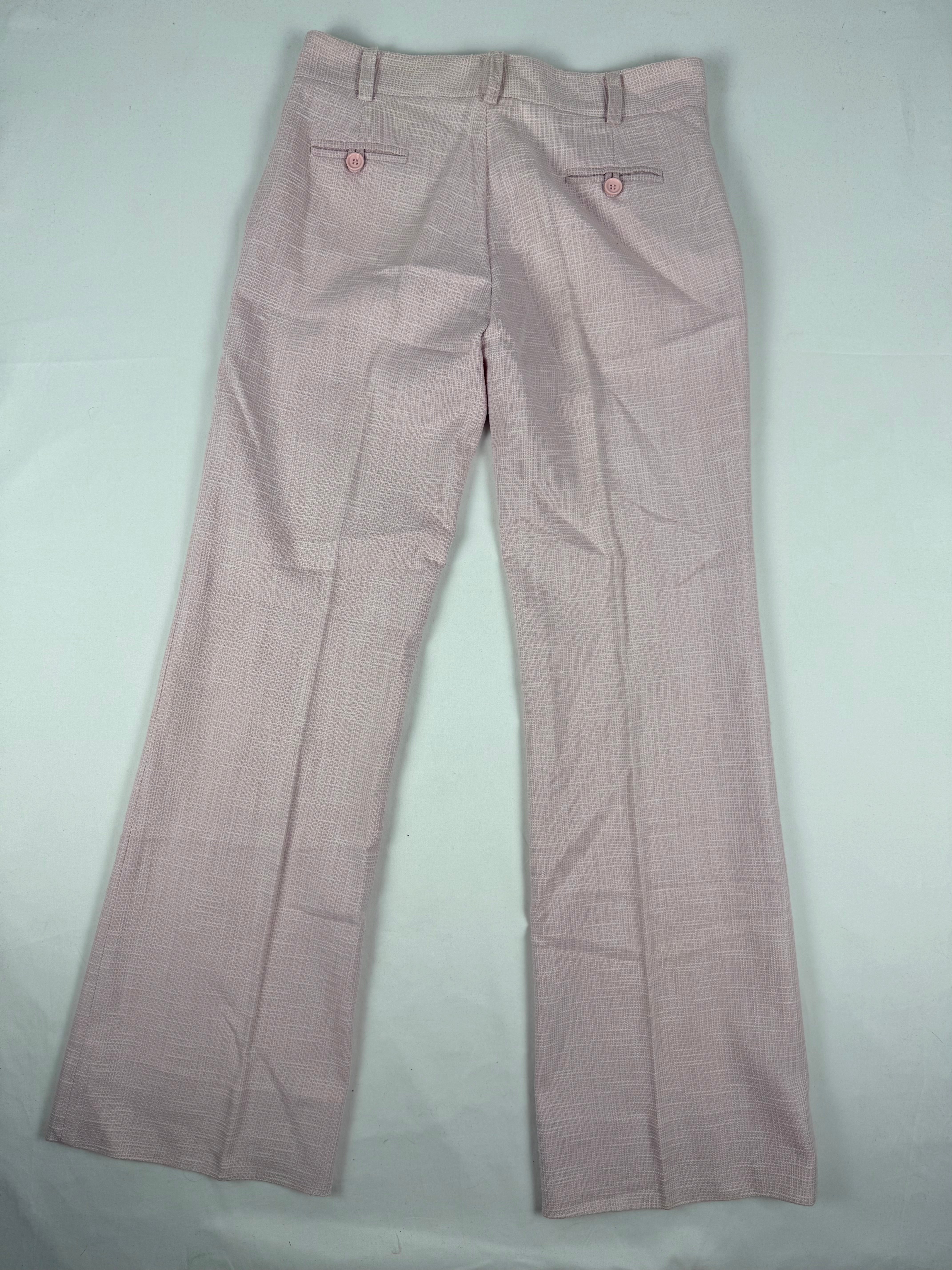 Pink office siren low rise flare pants (S)