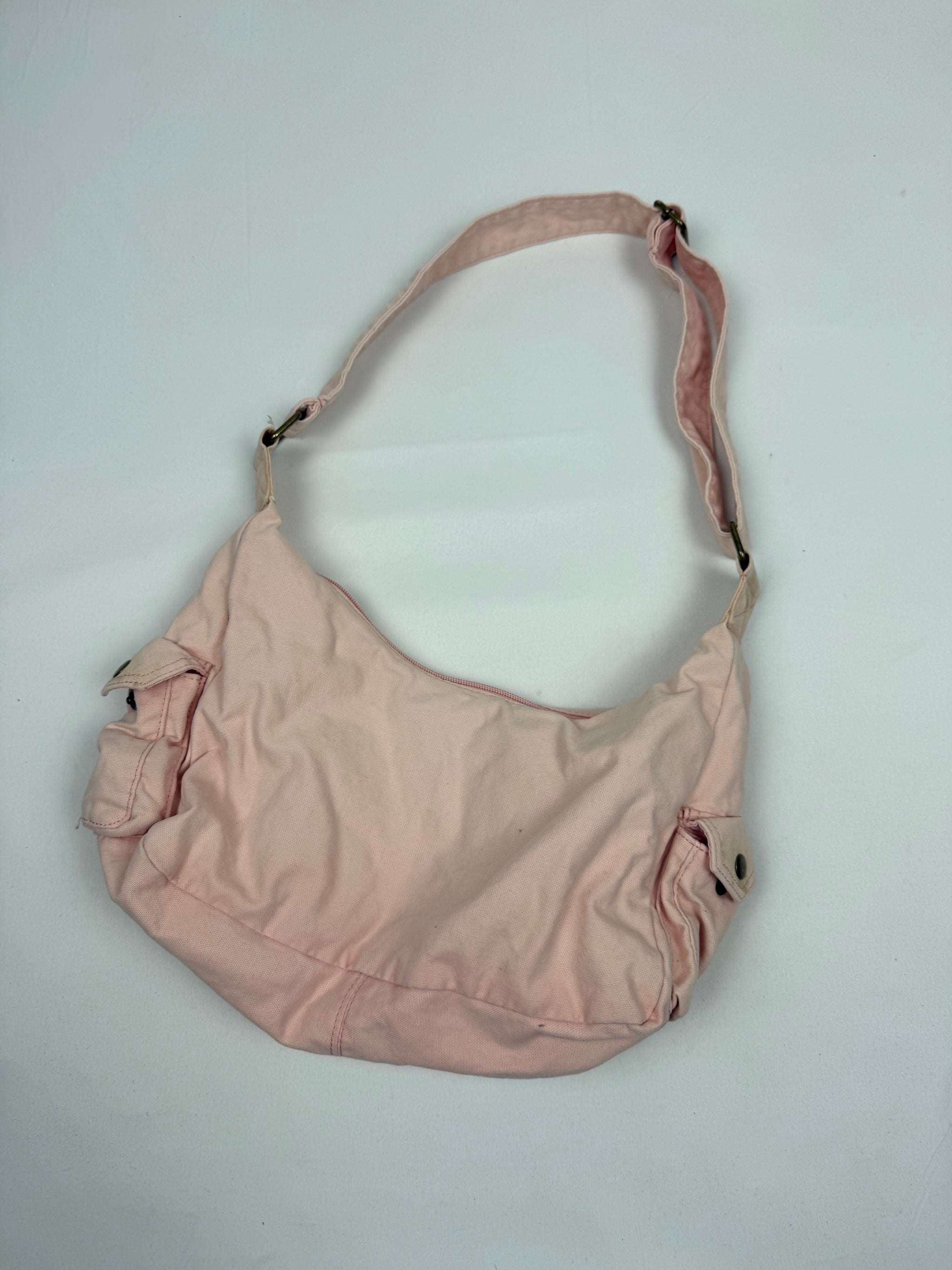 Baby pink 100% cotton besace bag (32x20cm)