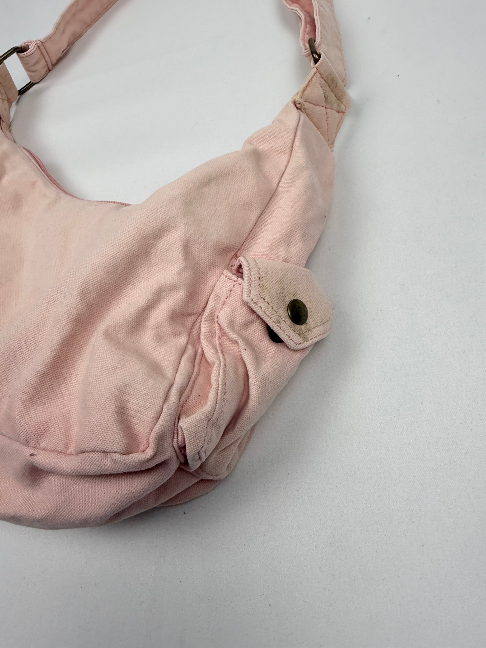 Baby pink 100% cotton besace bag (32x20cm)