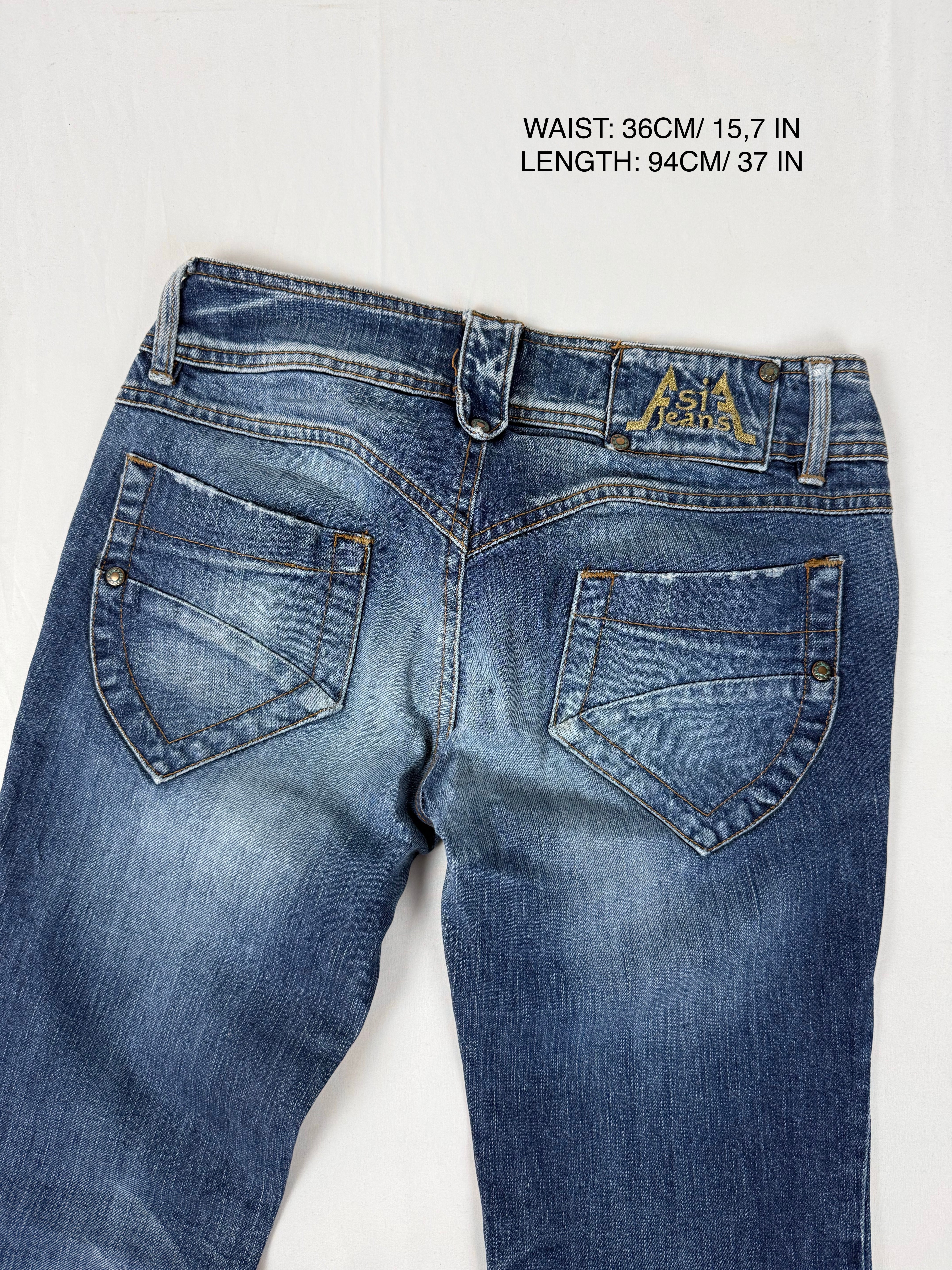 Navy denim low rise straight legs pants (XS)