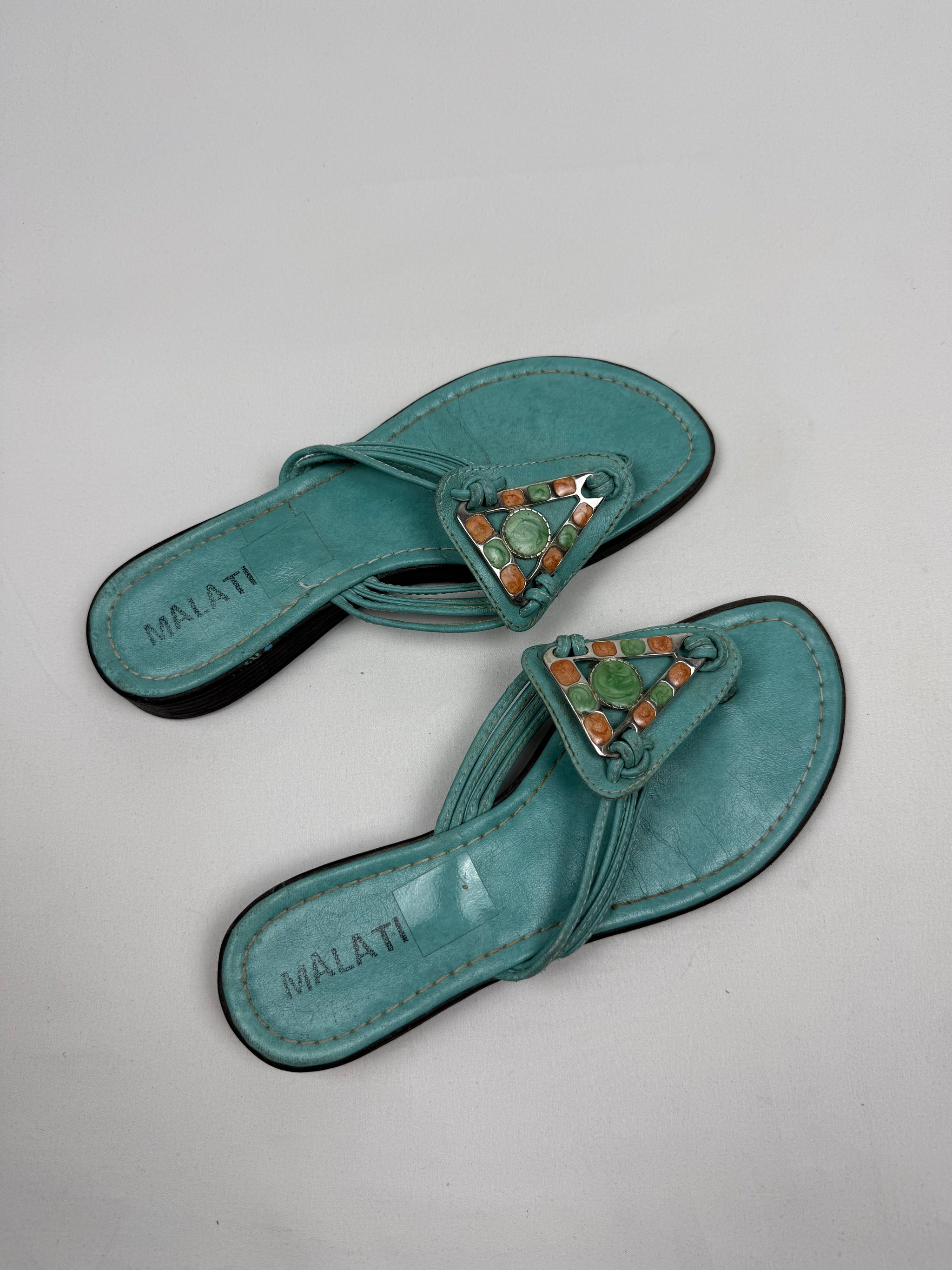 Blue flip flops thongs mules (39)