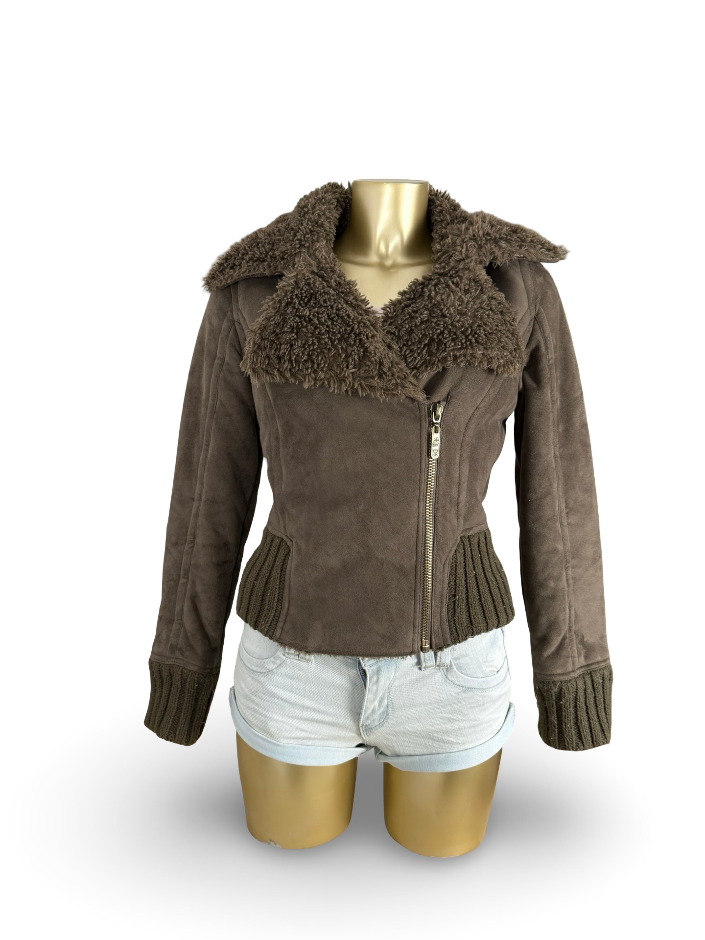 Brown inside fleece suede jacket (S)