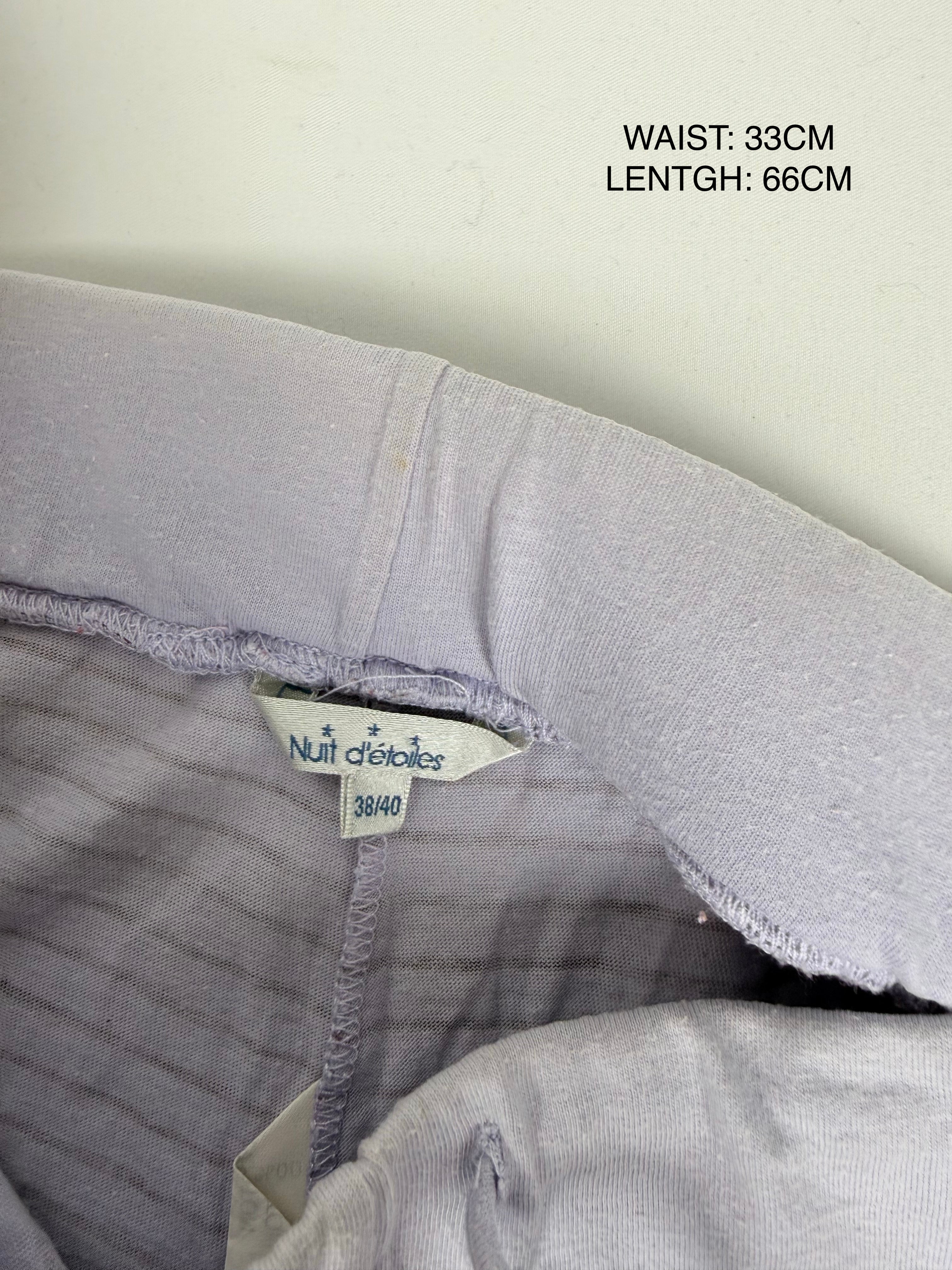 Lilac striped cotton capri pants (M)