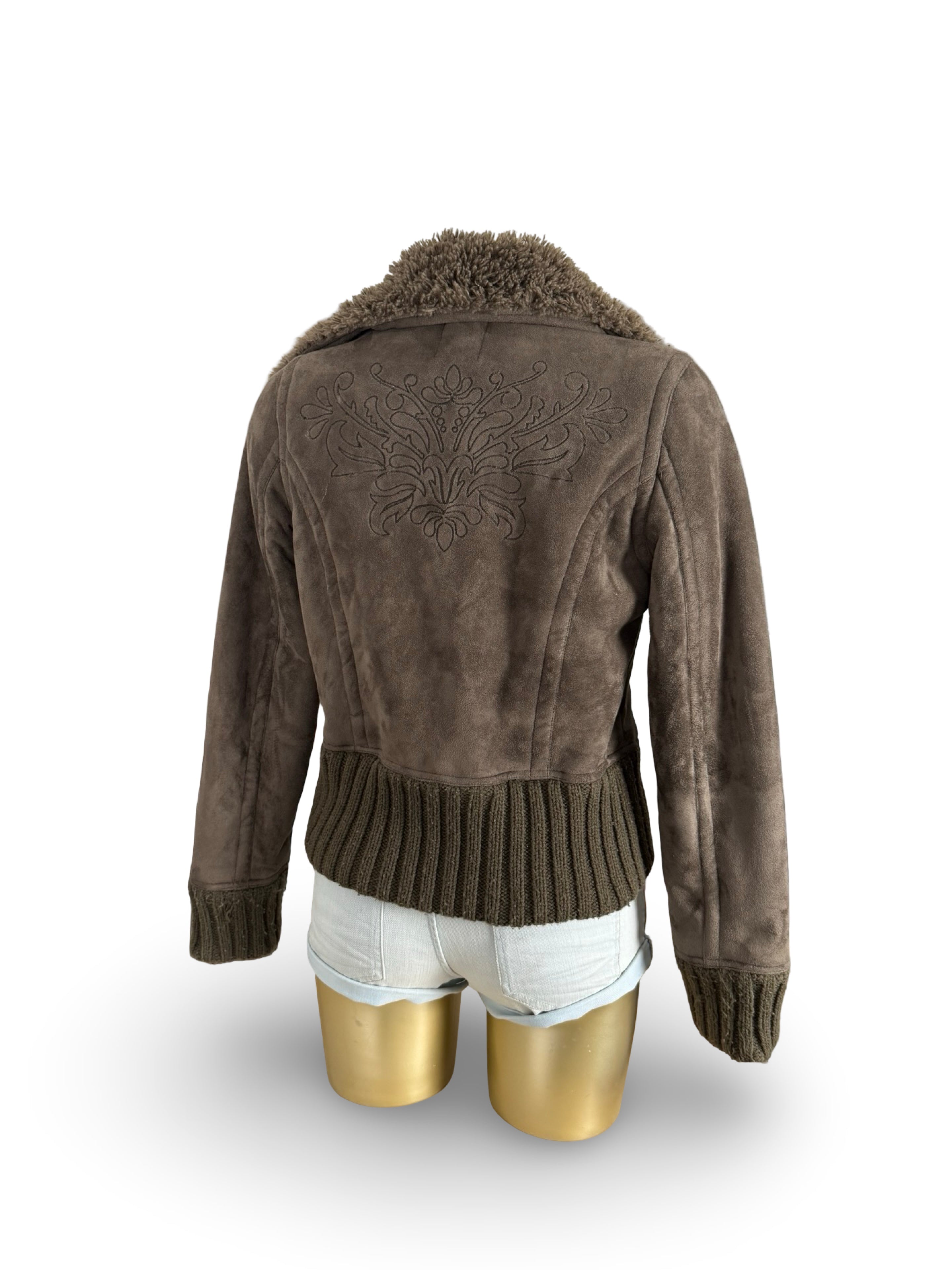 Brown inside fleece suede jacket (S)