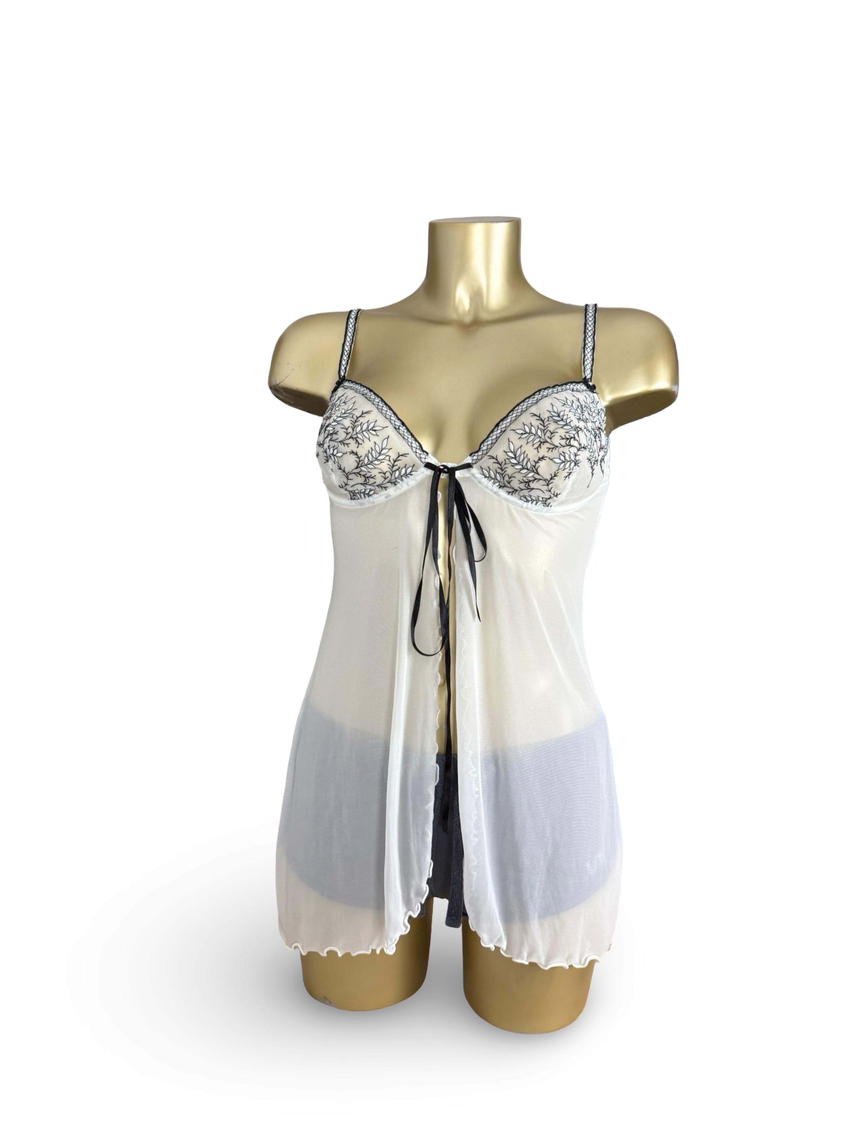 White mesh tight fit babydoll mini dress/ top (L)