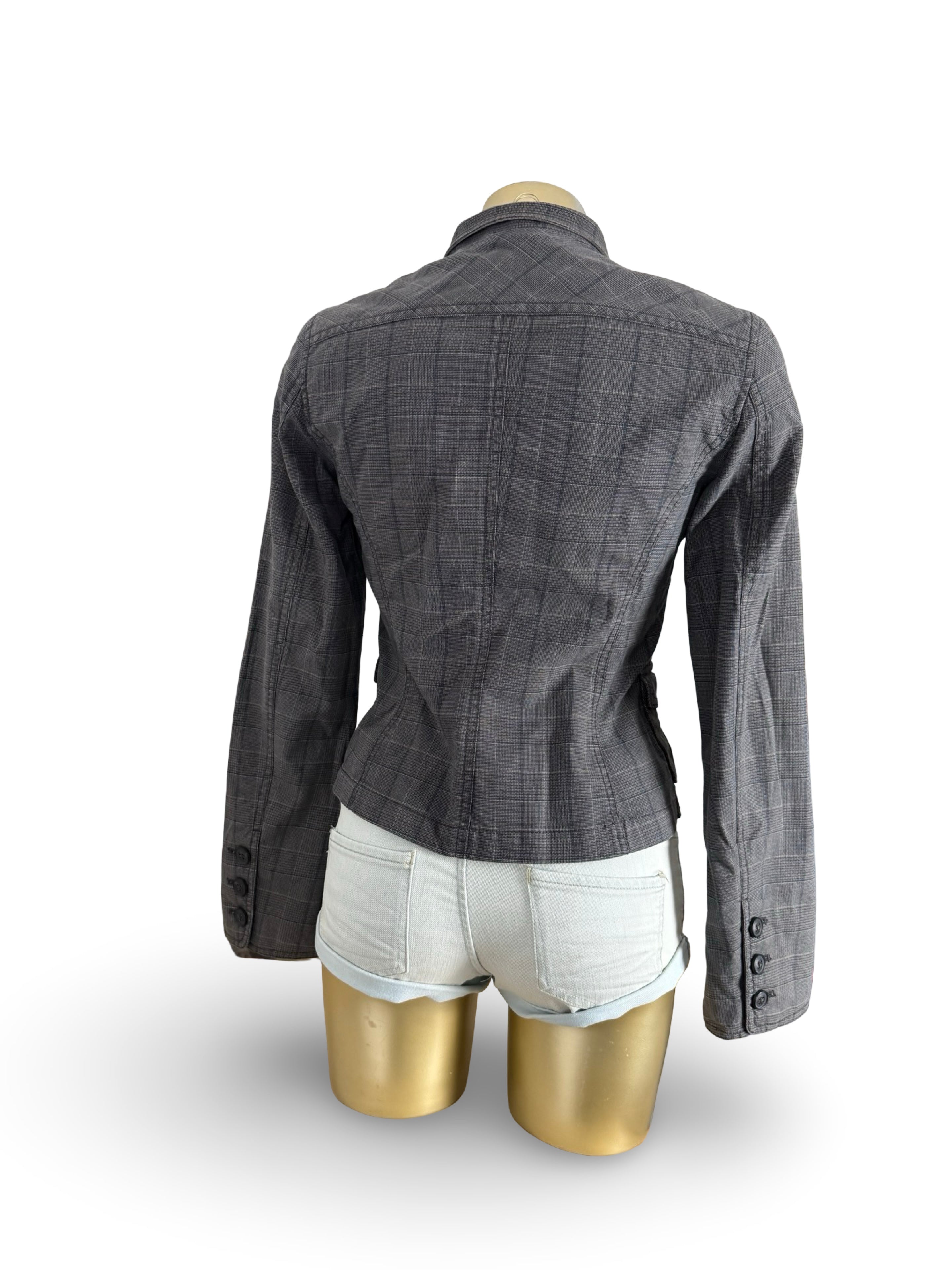 Grey check print blazer jacket (S)