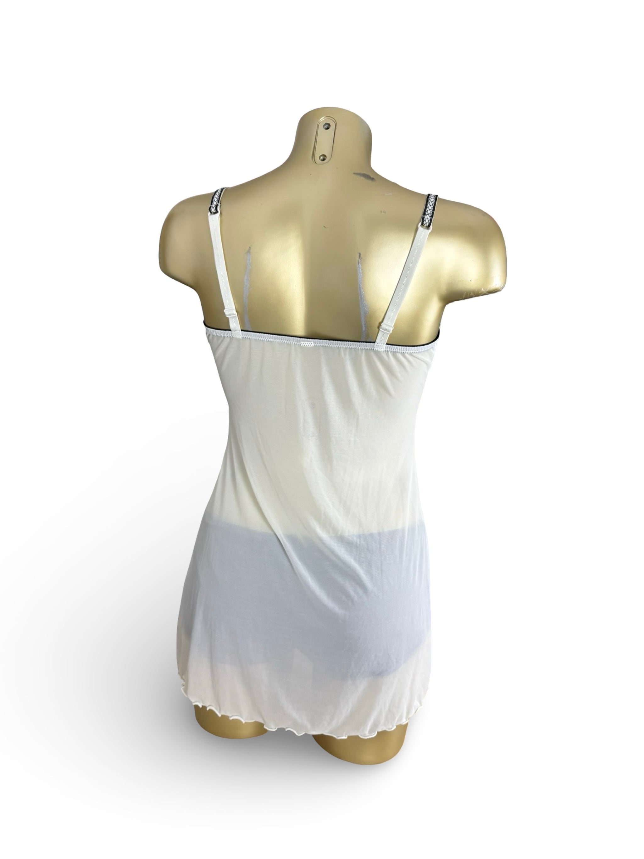 White mesh tight fit babydoll mini dress/ top (L)