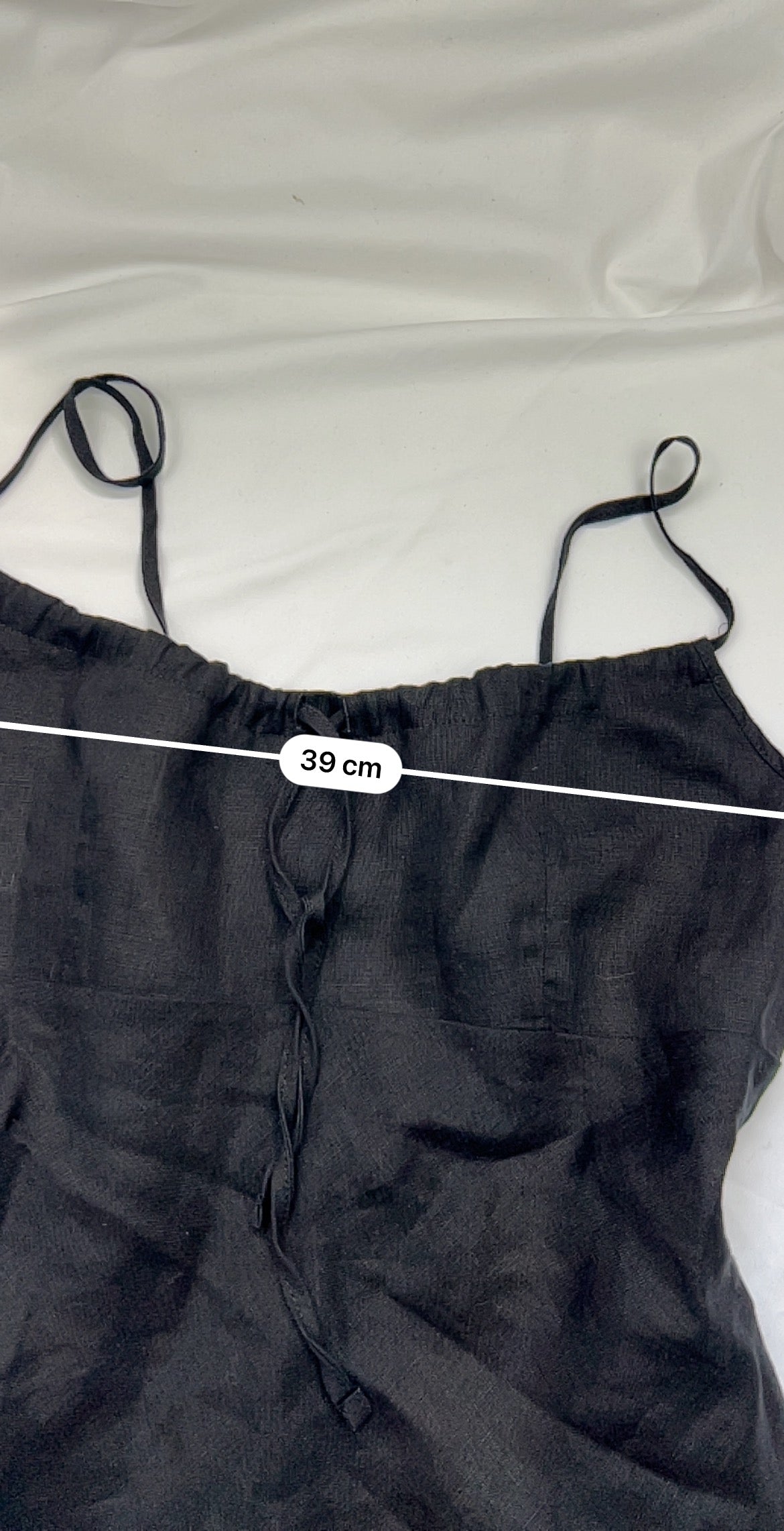 Black 100% linen tie up cami top (M)