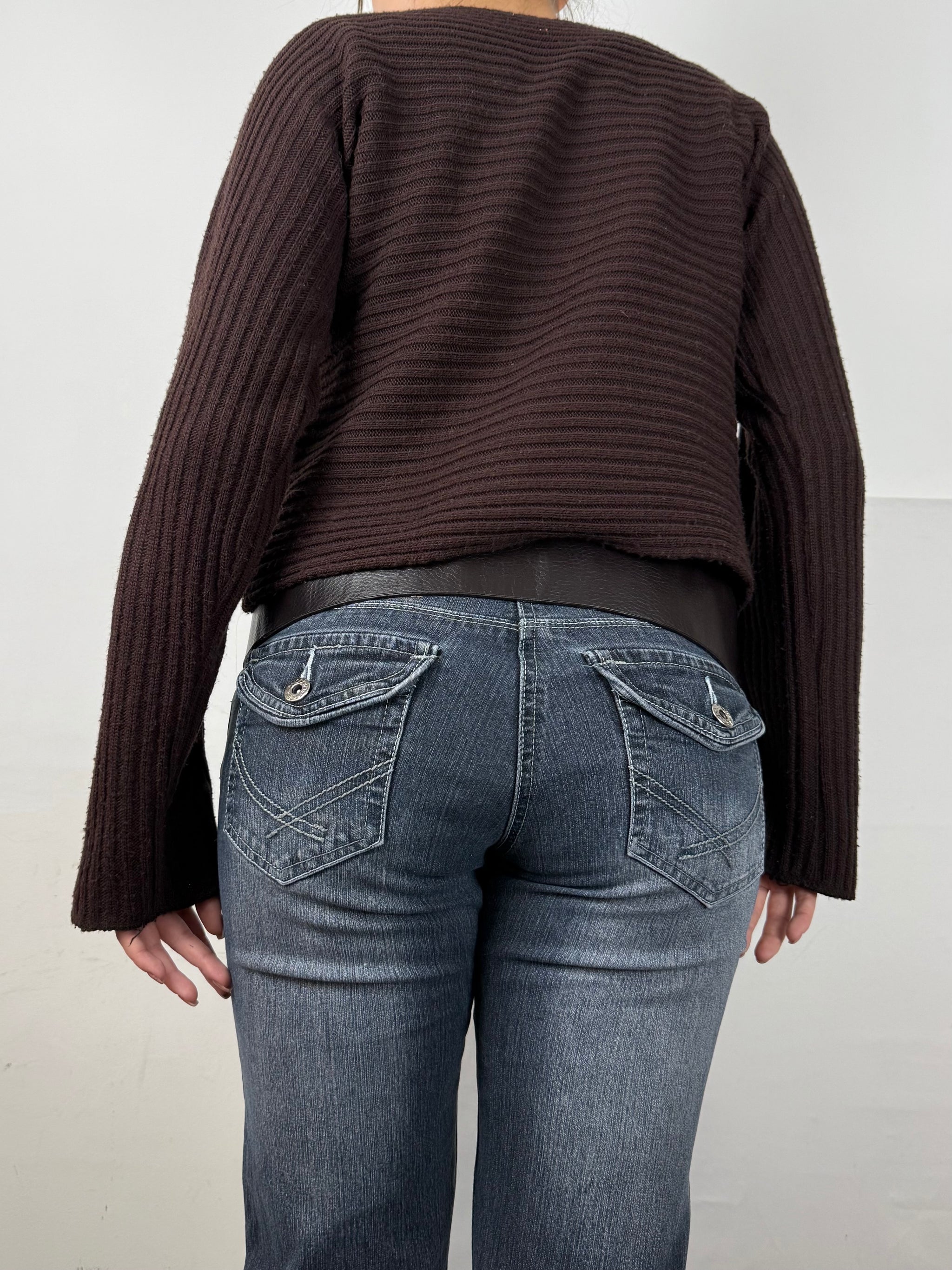Brown ribbed jumper with pockets (XL)