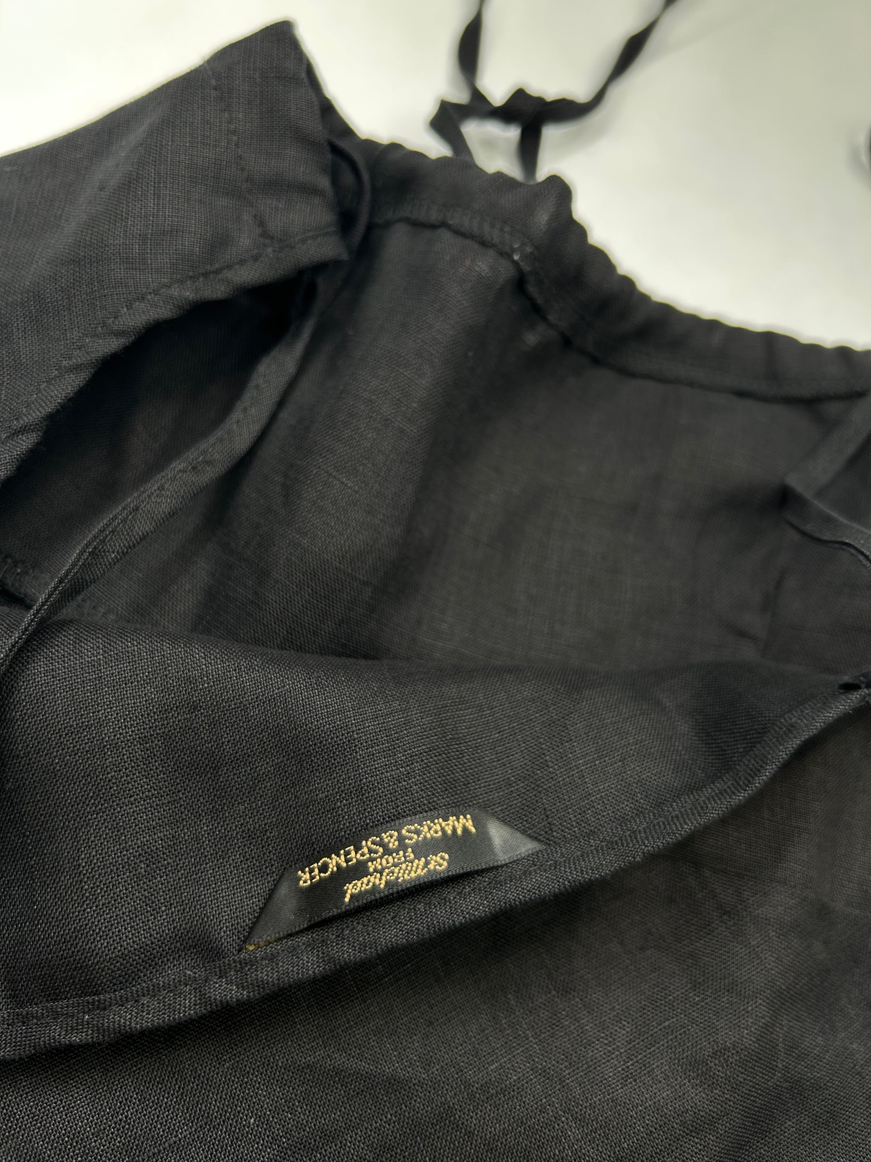 Black 100% linen tie up cami top (M)