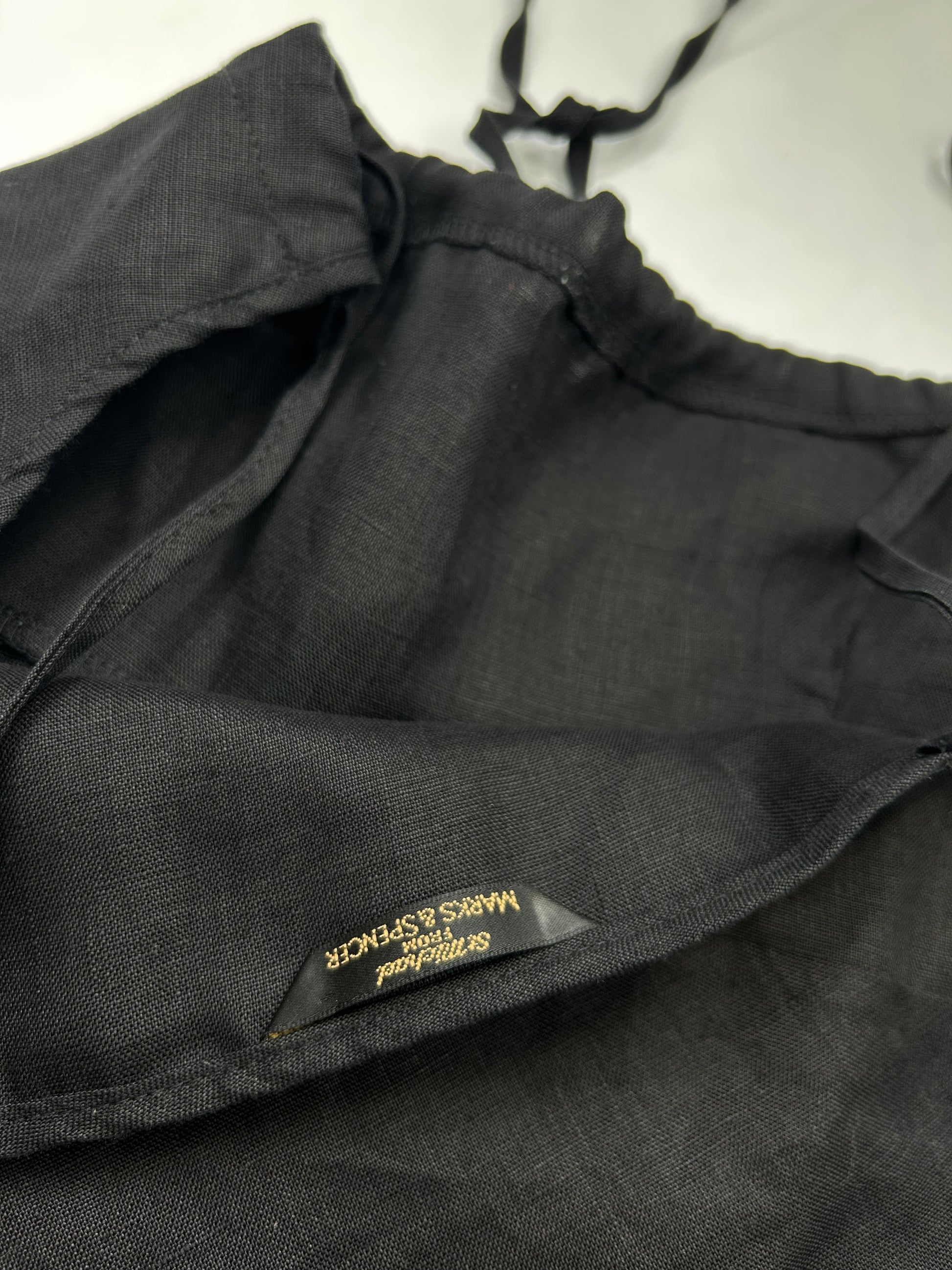 Black 100% linen tie up cami top (M)